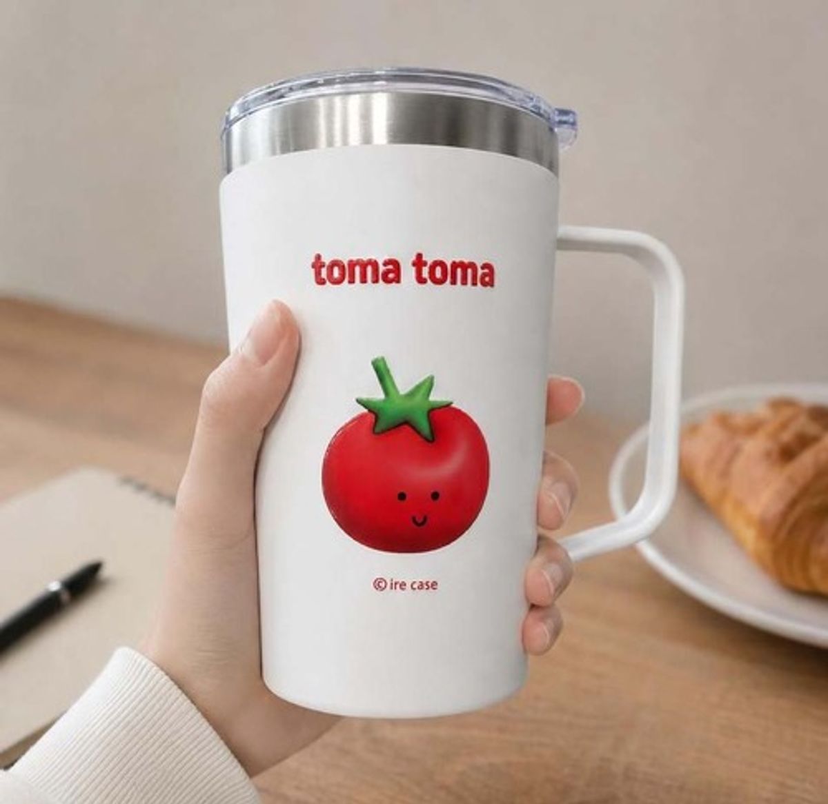 이레케이스앤굿즈(IRECASEGOODS) 토마토마 스텐 머그 아이보리 (450ML)