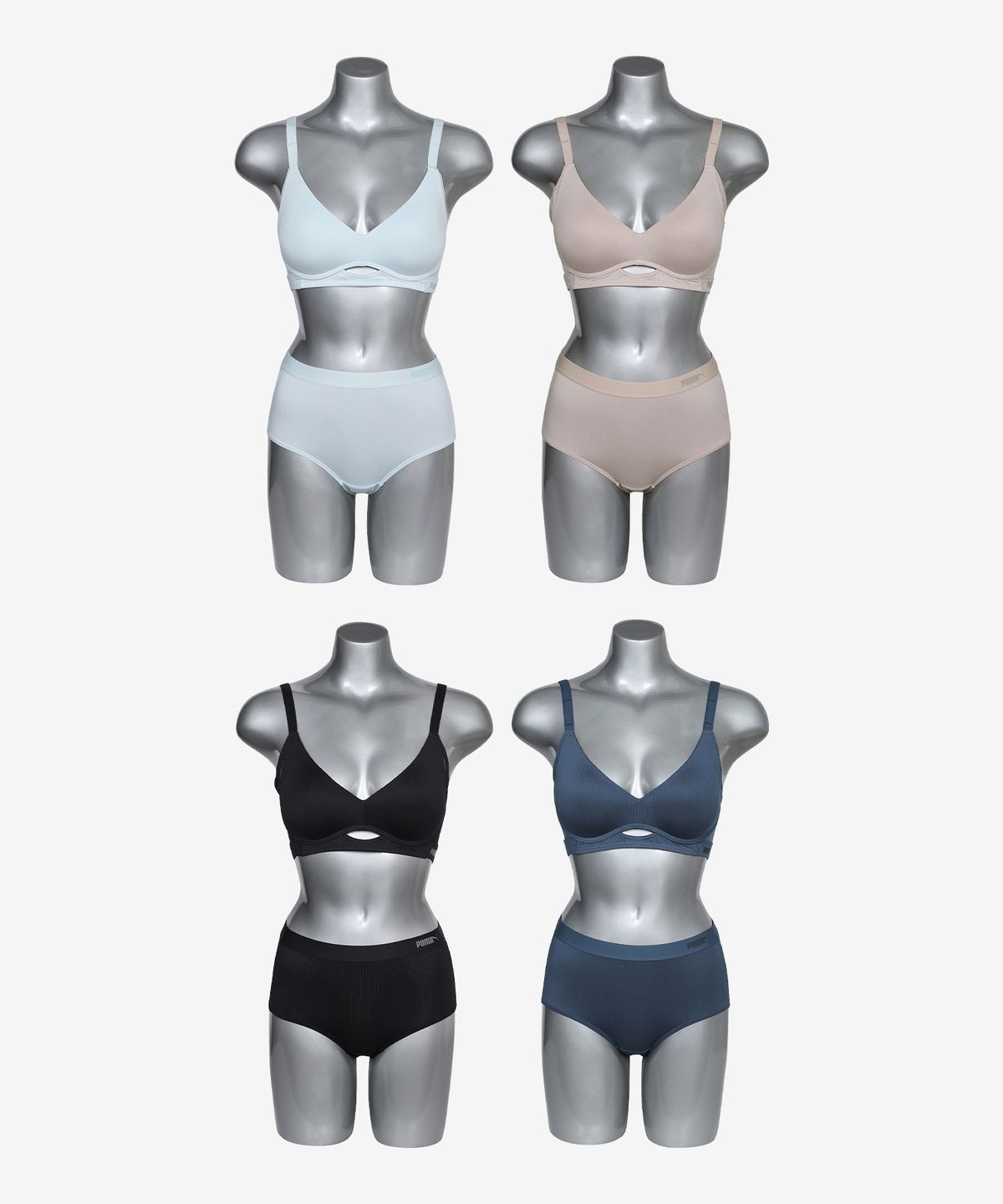 푸마 바디웨어(PUMA BODYWEAR) [4SET] 윈디 홀 노와이어 메쉬 브라팬티