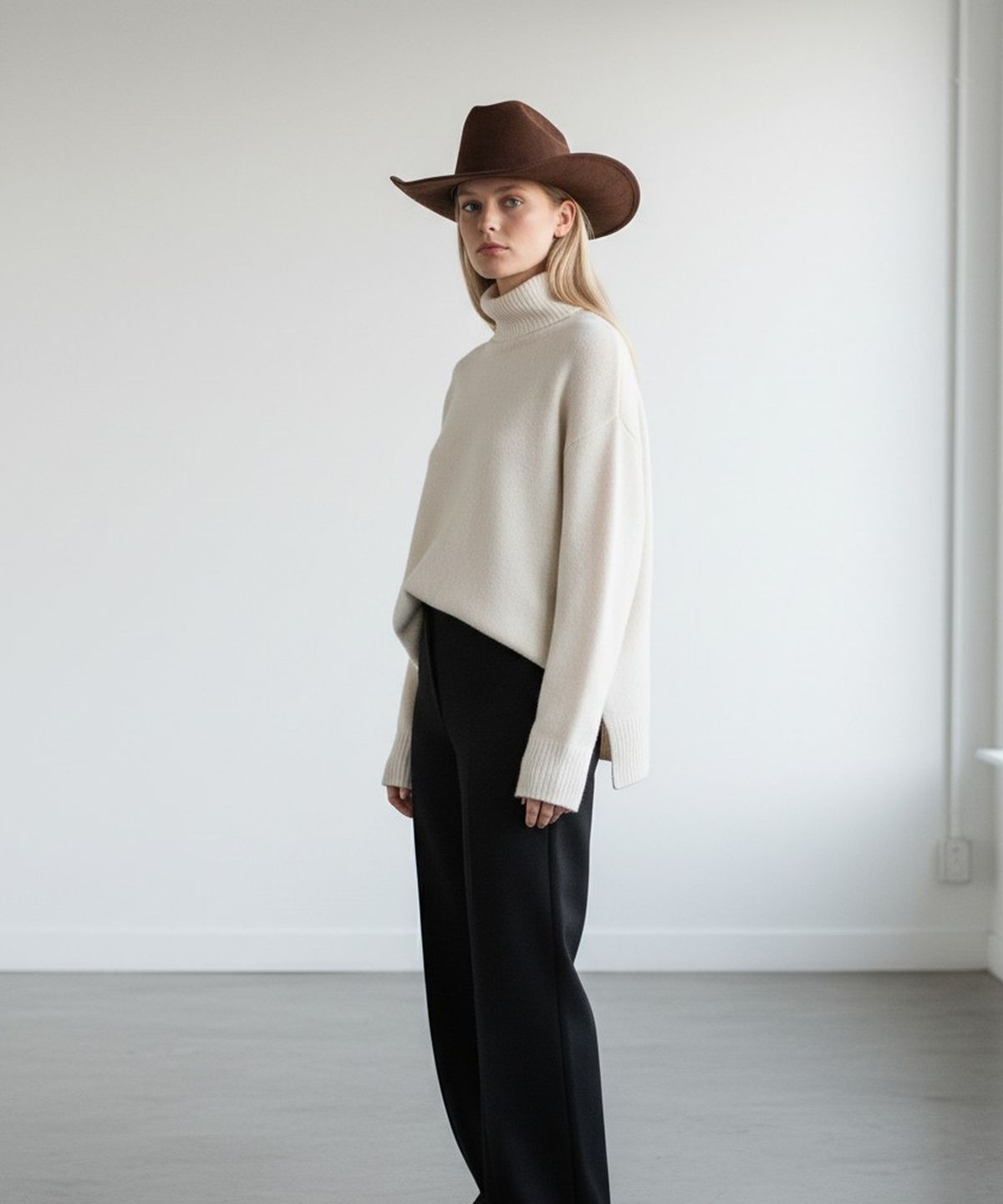 유니버셜 케미스트리(UNIVERSAL CHEMISTRY) Wire Cowboy Suede Brown Long Fedora 페도라