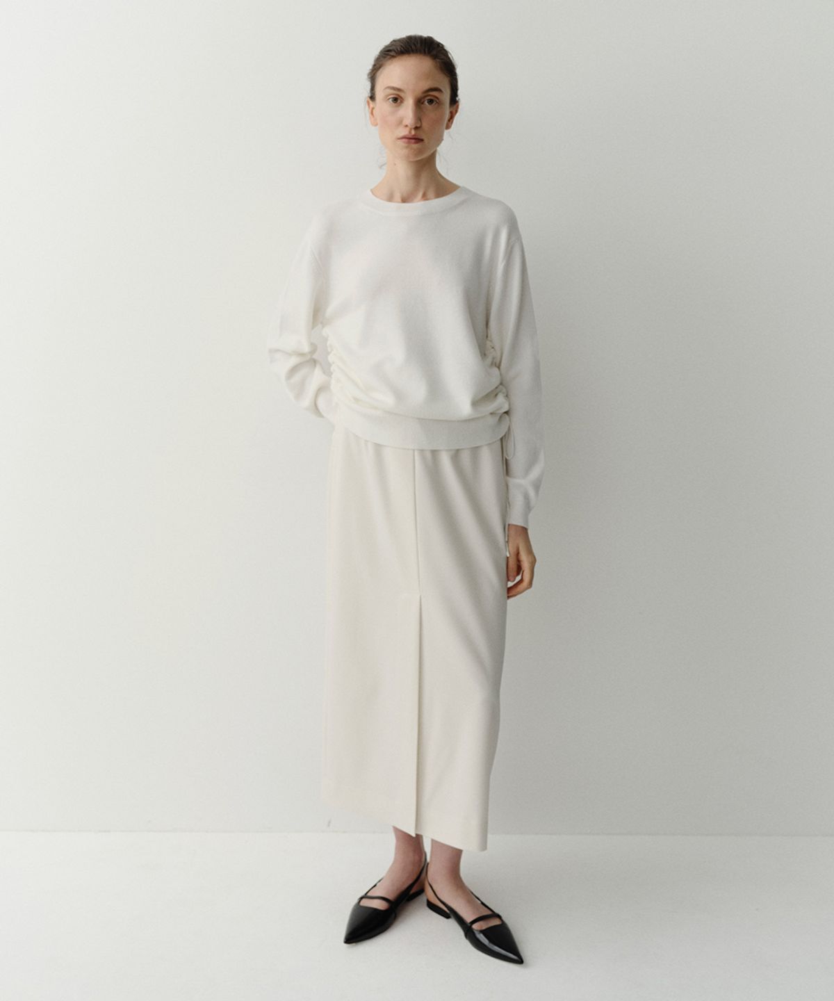 이아(EAAH) CASHMERE STRING KNIT TOP (IVORY)