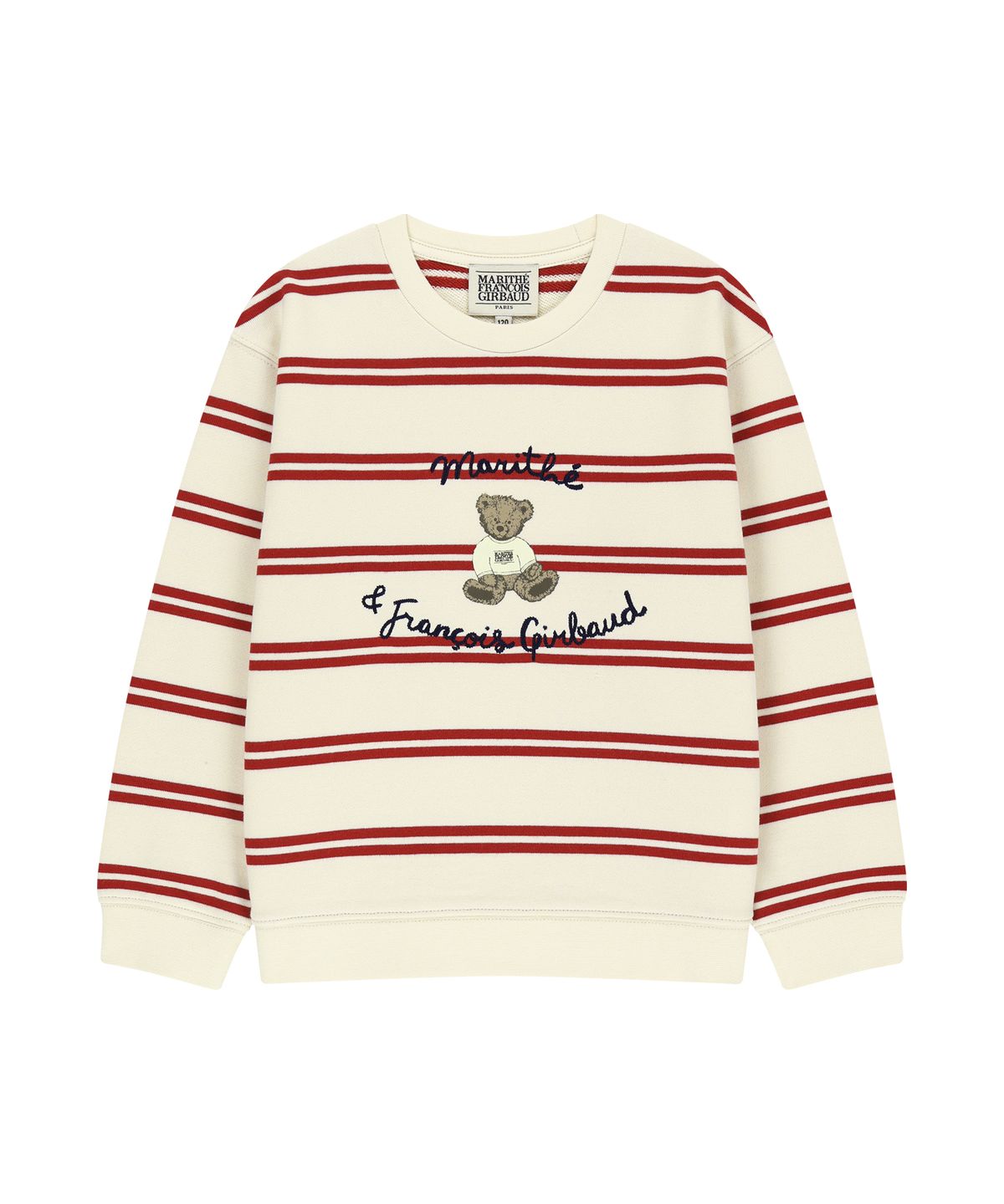 마리떼 키즈(MARITHÉ KIDS) KIDS STRIPED DOODLE BEAR SWEATSHIRT red