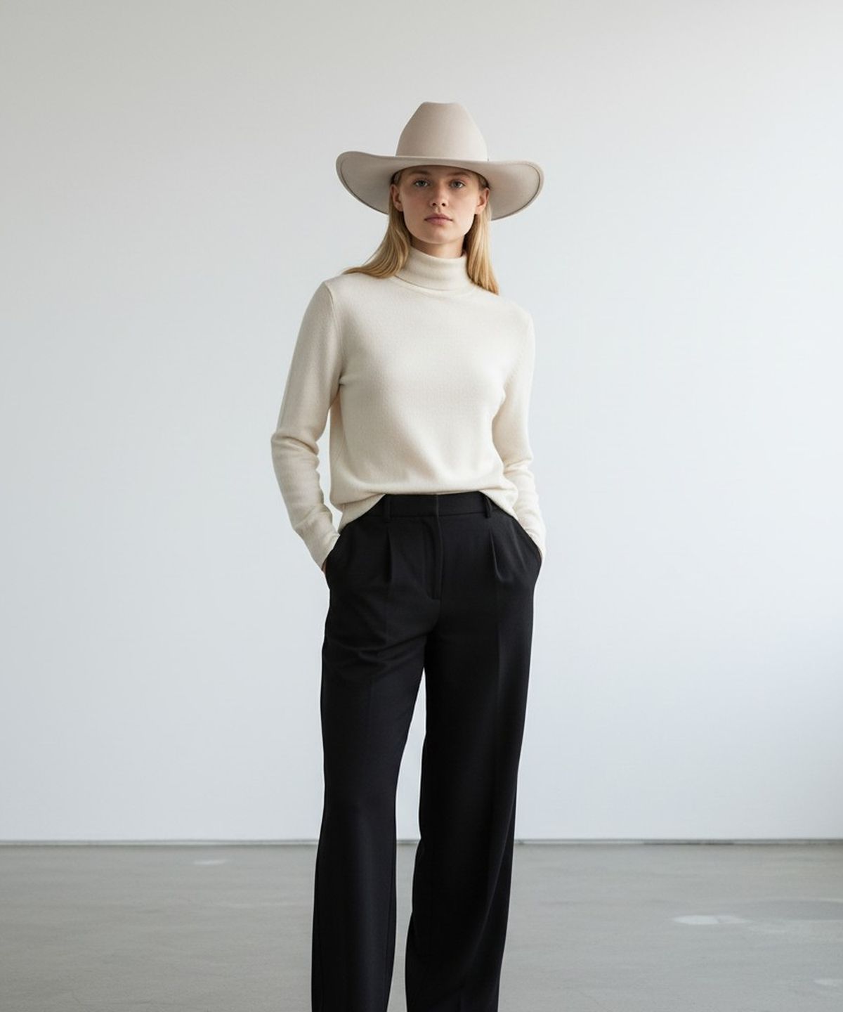 유니버셜 케미스트리(UNIVERSAL CHEMISTRY) Wire Cowboy Suede Ivory Long Fedora 페도라
