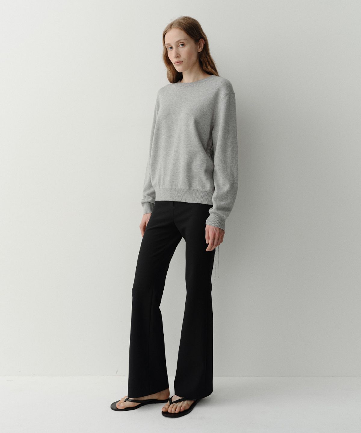 이아(EAAH) CASHMERE STRING KNIT TOP (GREY)