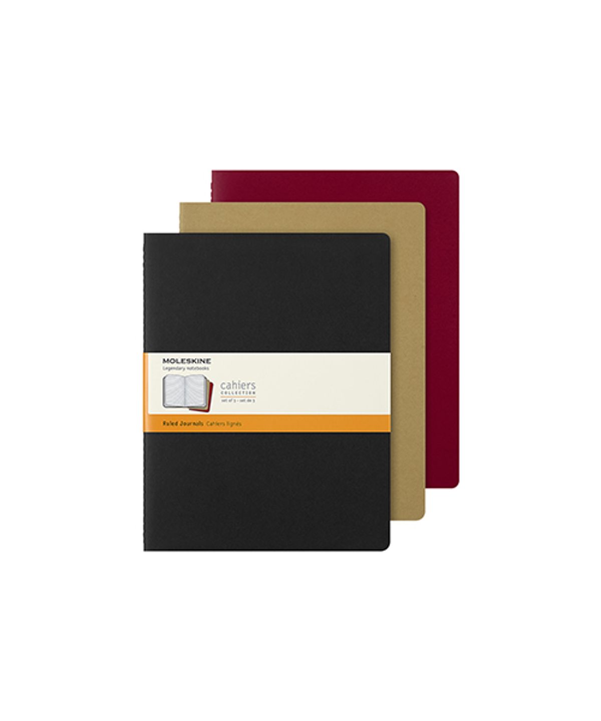 몰스킨(MOLESKINE) 까이에 룰드/블랙&크래프트 브라운&크렌베리 레드 XXL-3pcs