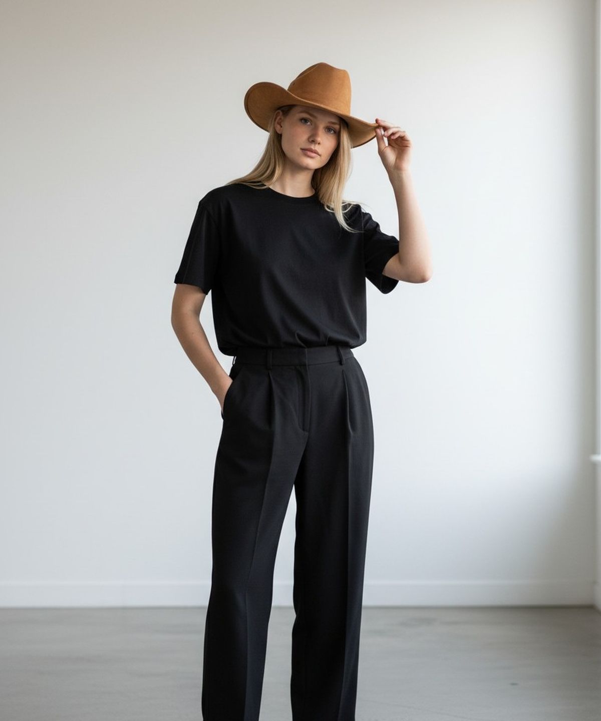 유니버셜 케미스트리(UNIVERSAL CHEMISTRY) Wire Cowboy Suede Camel Long Fedora 페도라