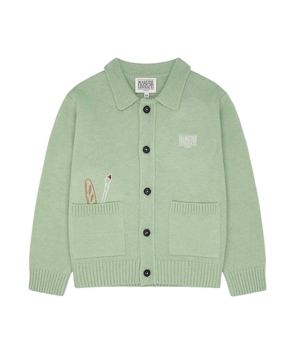 마리떼 키즈(MARITHÉ KIDS) KIDS CLASSIC LOGO KNIT CARDIGAN light olive