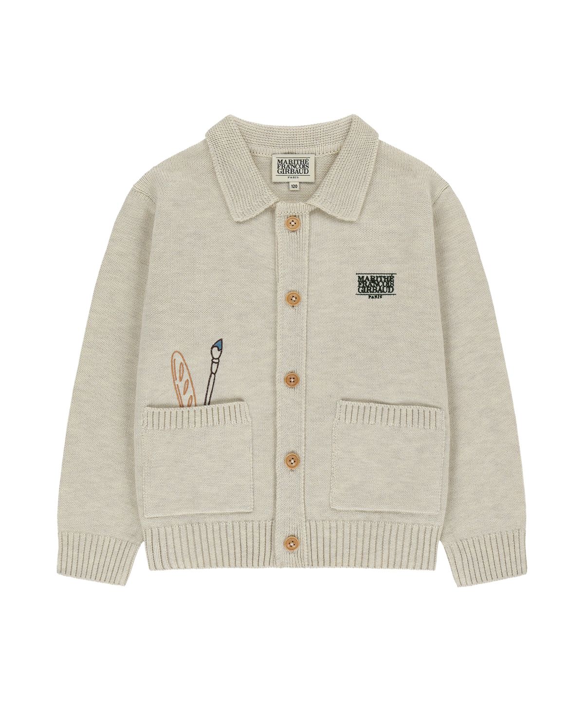 마리떼 키즈(MARITHÉ KIDS) KIDS CLASSIC LOGO KNIT CARDIGAN cream