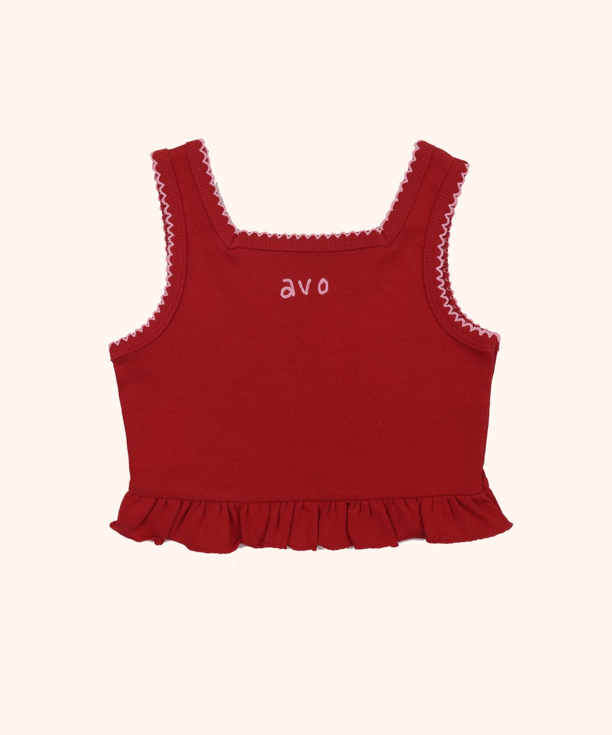 아보(AVO) FRILL SQUARE SLEEVELESS TOP_RED