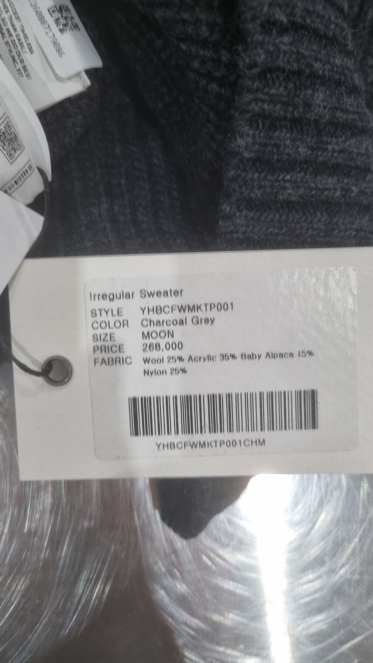 유스(YOUTH) Irregular Sweater - Charcoal Grey M
