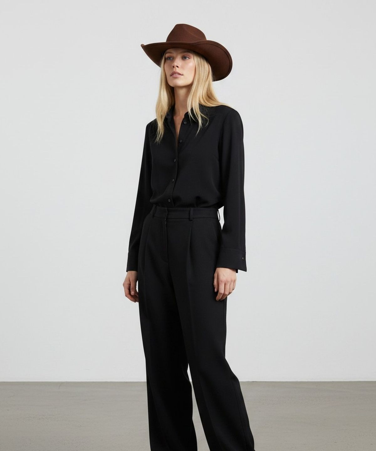 유니버셜 케미스트리(UNIVERSAL CHEMISTRY) Cowboy Wool Brown Long Fedora 페도라