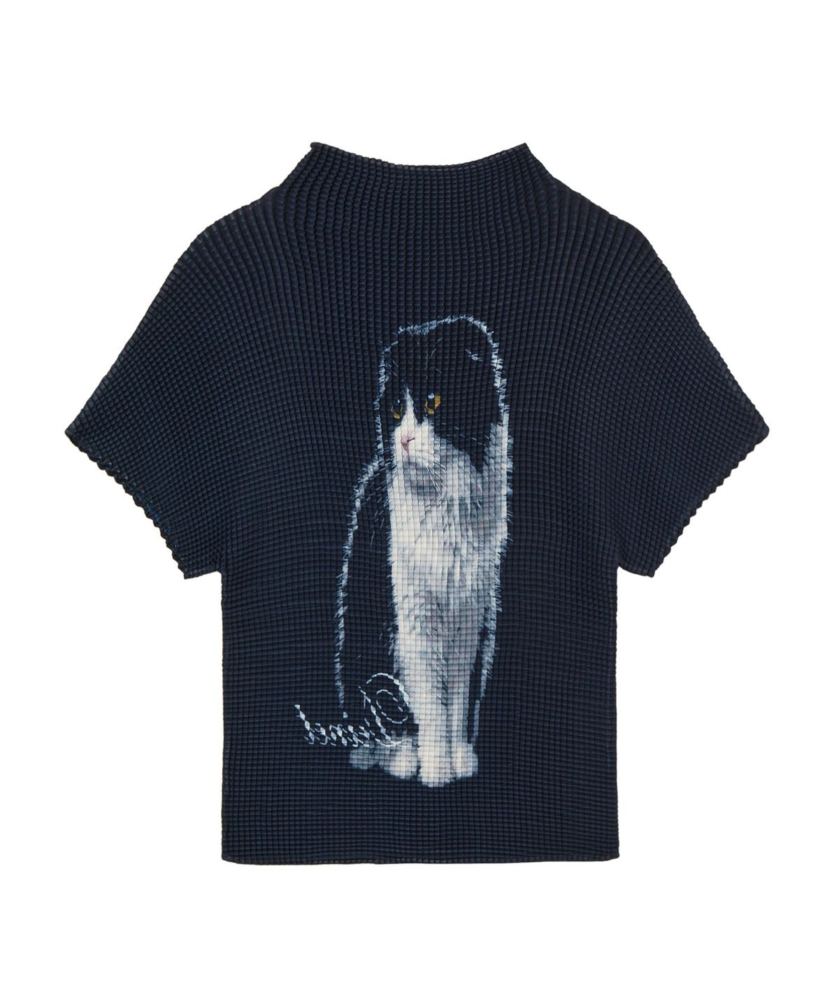 다이닛(DEINET) PLEATED GRAPHIC T-SHIRT IN BLACK