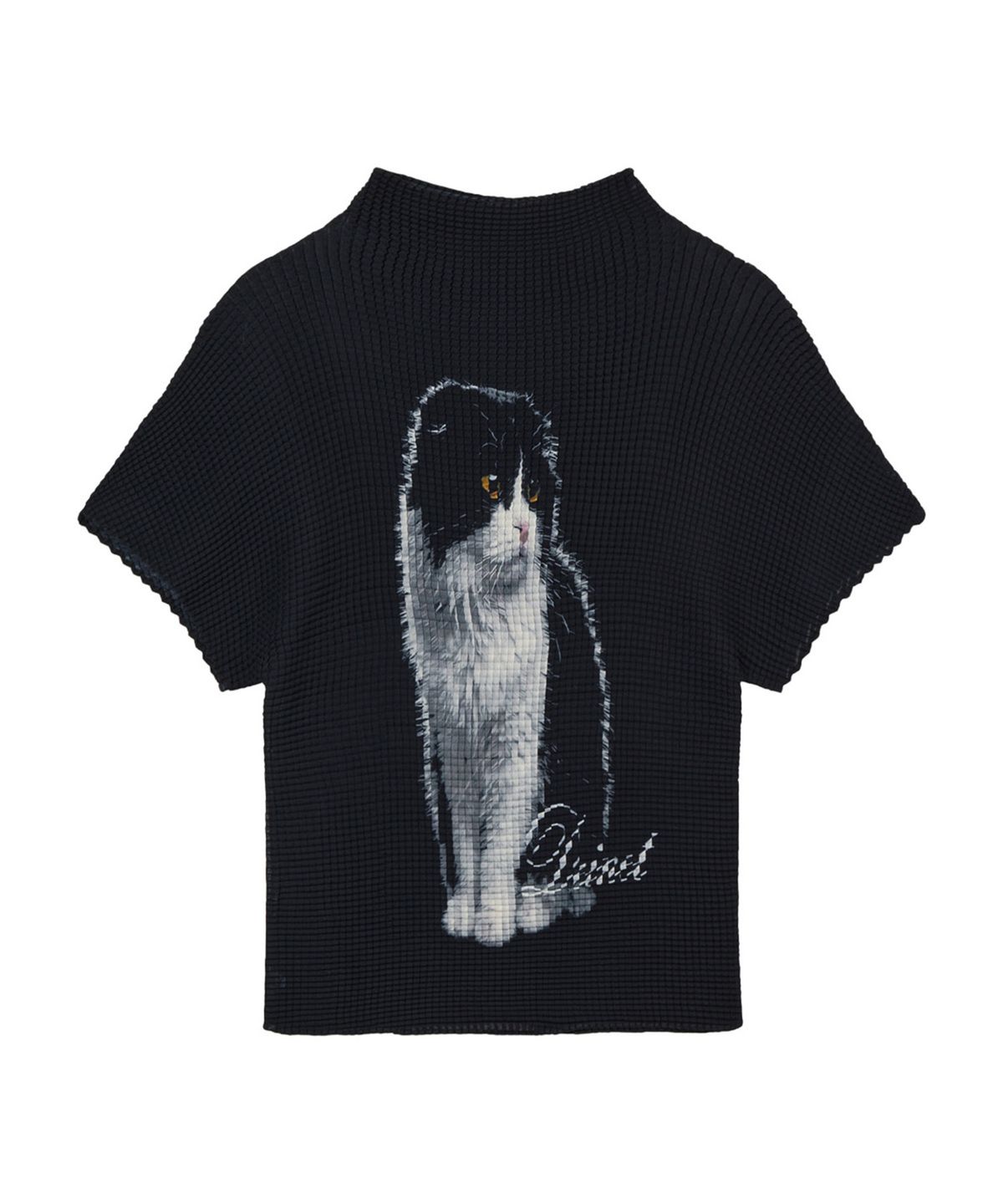 다이닛(DEINET) PLEATED GRAPHIC T-SHIRT IN BLACK