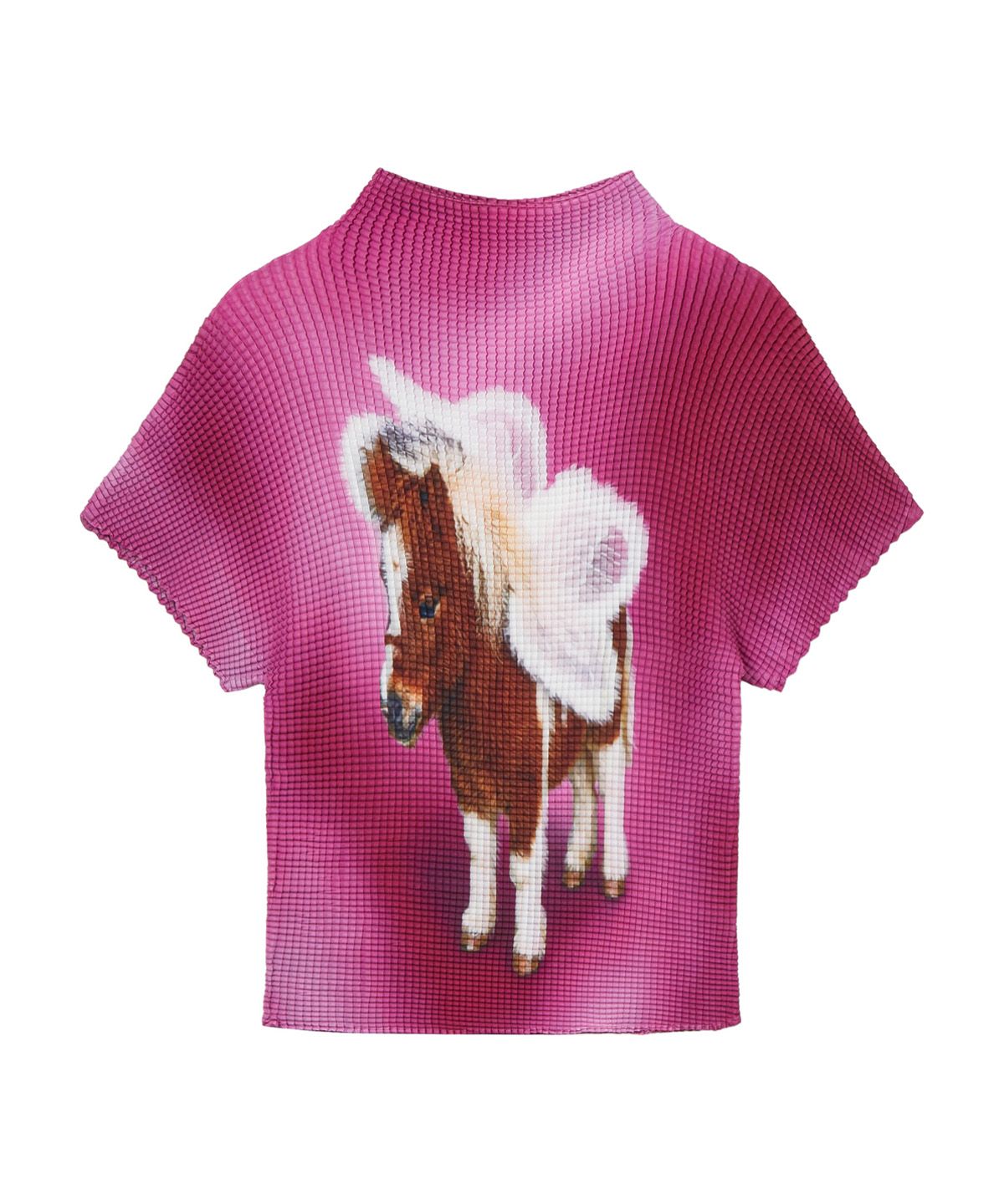 다이닛(DEINET) PLEATED GRAPHIC T-SHIRT IN PINK