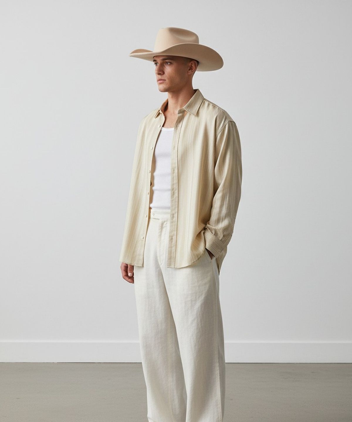 유니버셜 케미스트리(UNIVERSAL CHEMISTRY) Cowboy Wool Ivory Long Fedora 페도라