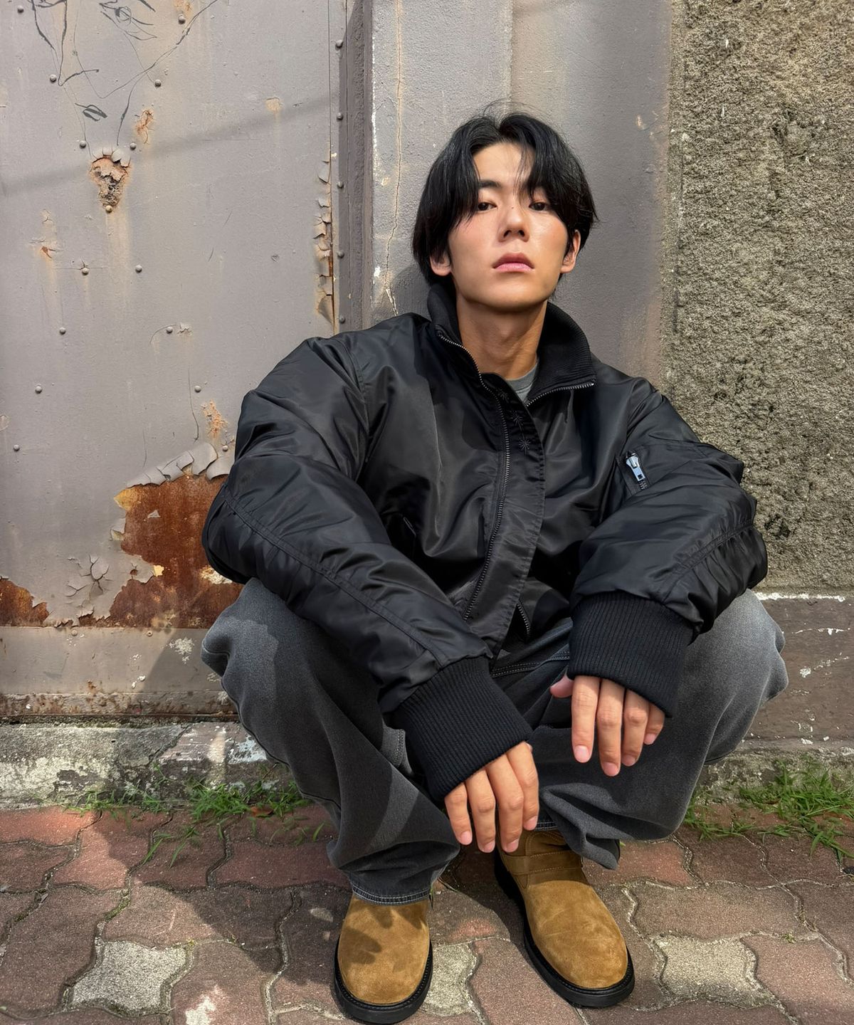 슈퍼서브(SUPERSUB) 하이넥 크롭 MA-1 봄버 자켓-블랙