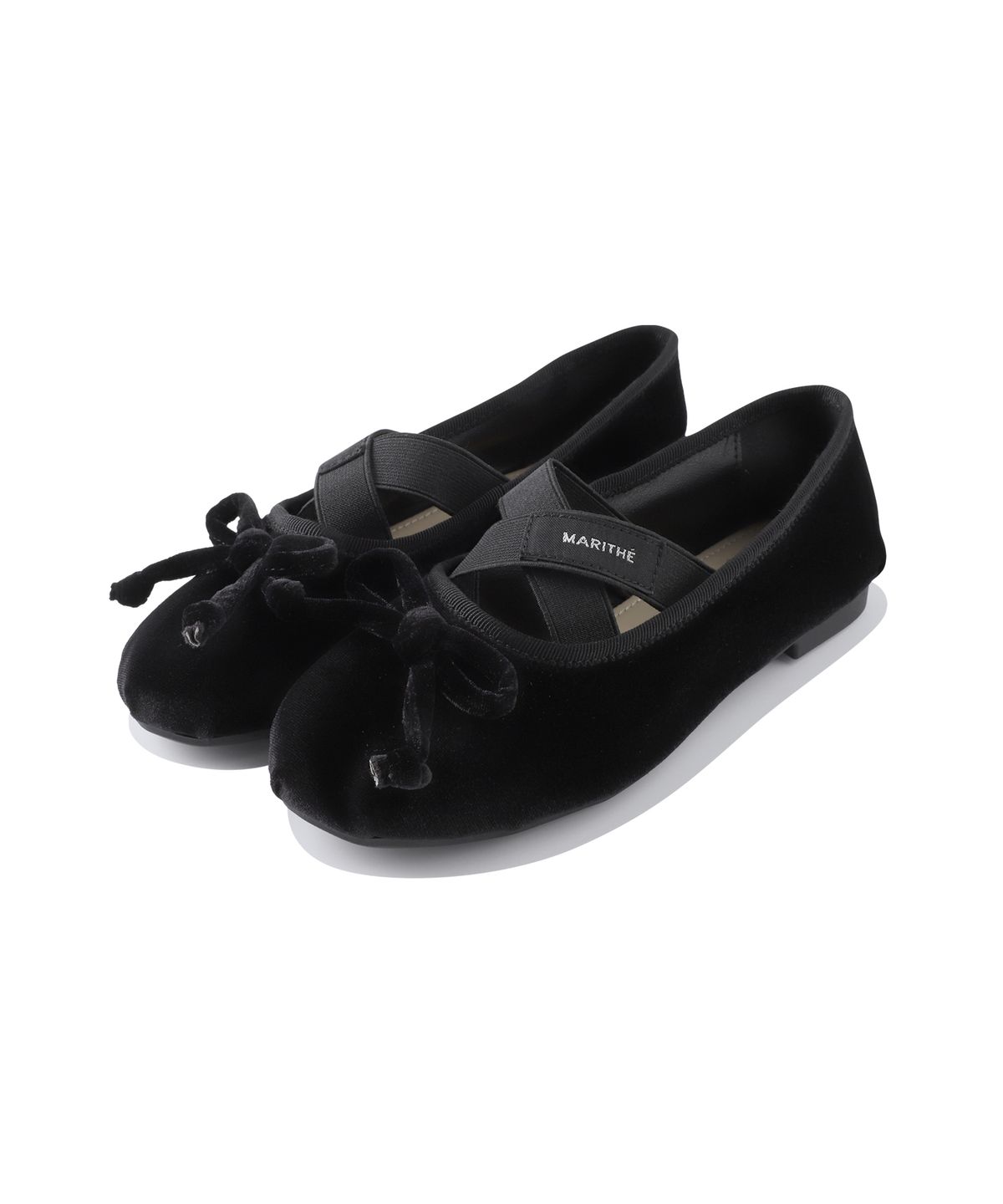 마리떼 키즈(MARITHÉ KIDS) KIDS W CROSS BANDING VELVET FLAT SHOES black
