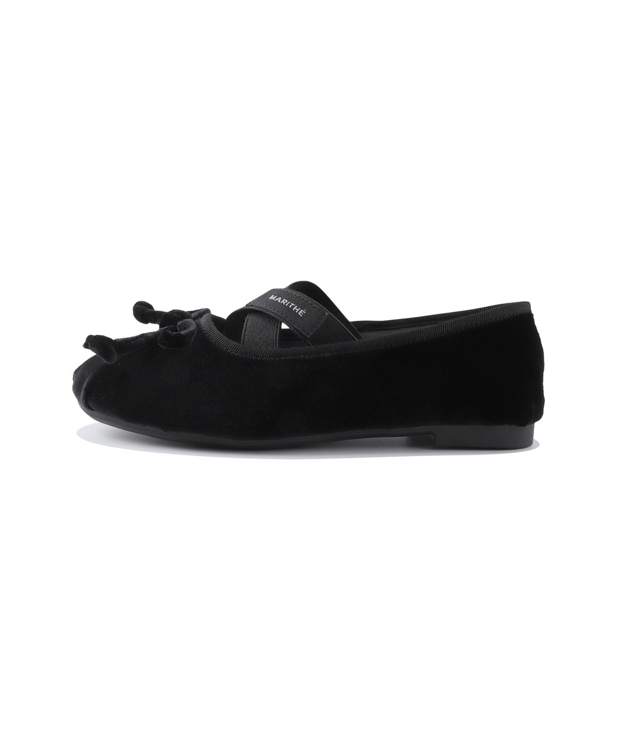 마리떼 키즈(MARITHÉ KIDS) KIDS W CROSS BANDING VELVET FLAT SHOES black