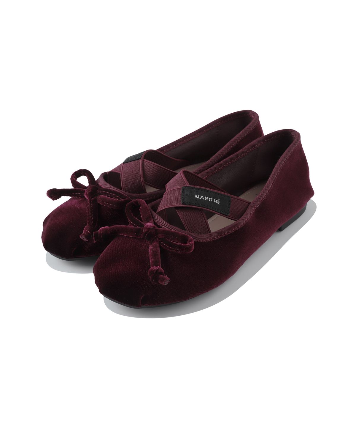 마리떼 키즈(MARITHÉ KIDS) KIDS W CROSS BANDING VELVET FLAT SHOES burgundy