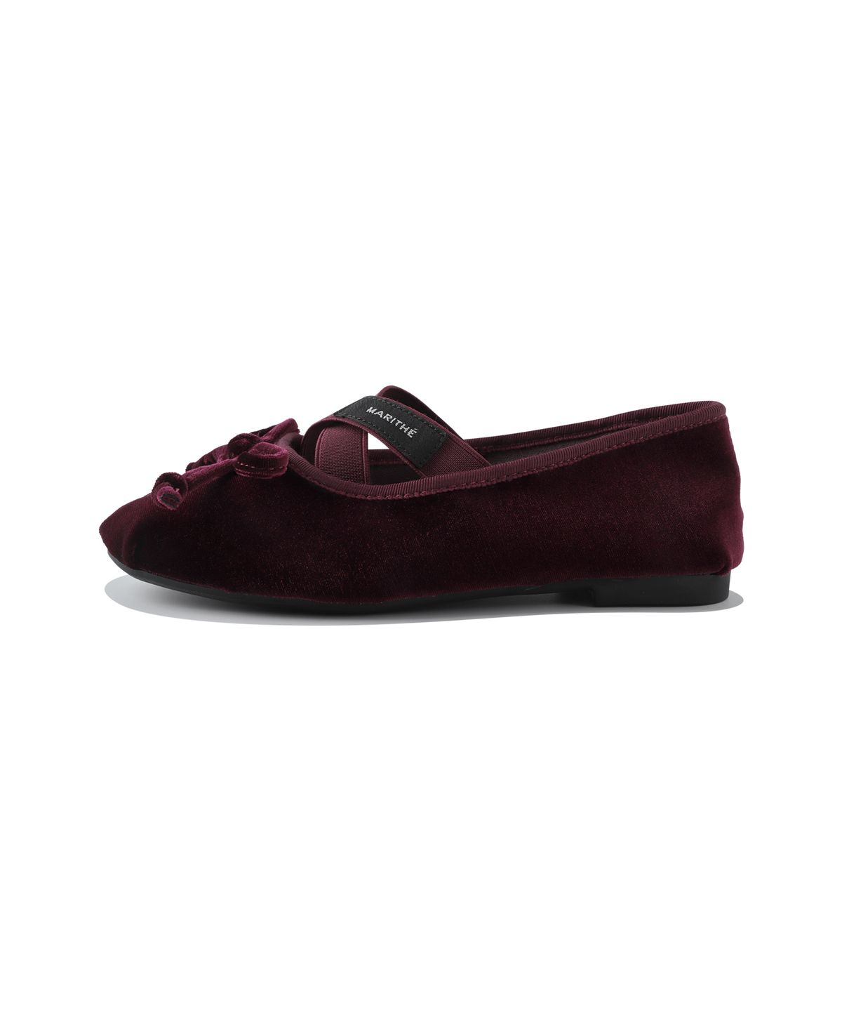 마리떼 키즈(MARITHÉ KIDS) KIDS W CROSS BANDING VELVET FLAT SHOES burgundy