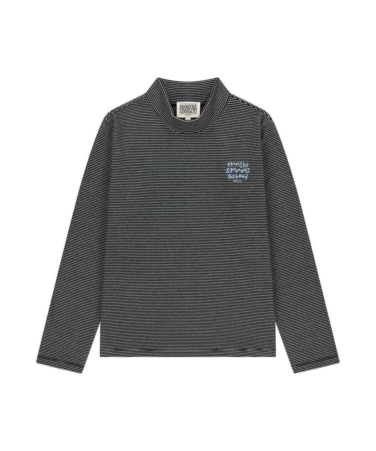 마리떼 키즈(MARITHÉ KIDS) KIDS HALF-NECK STRIPE LONG SLEEVE TEE black