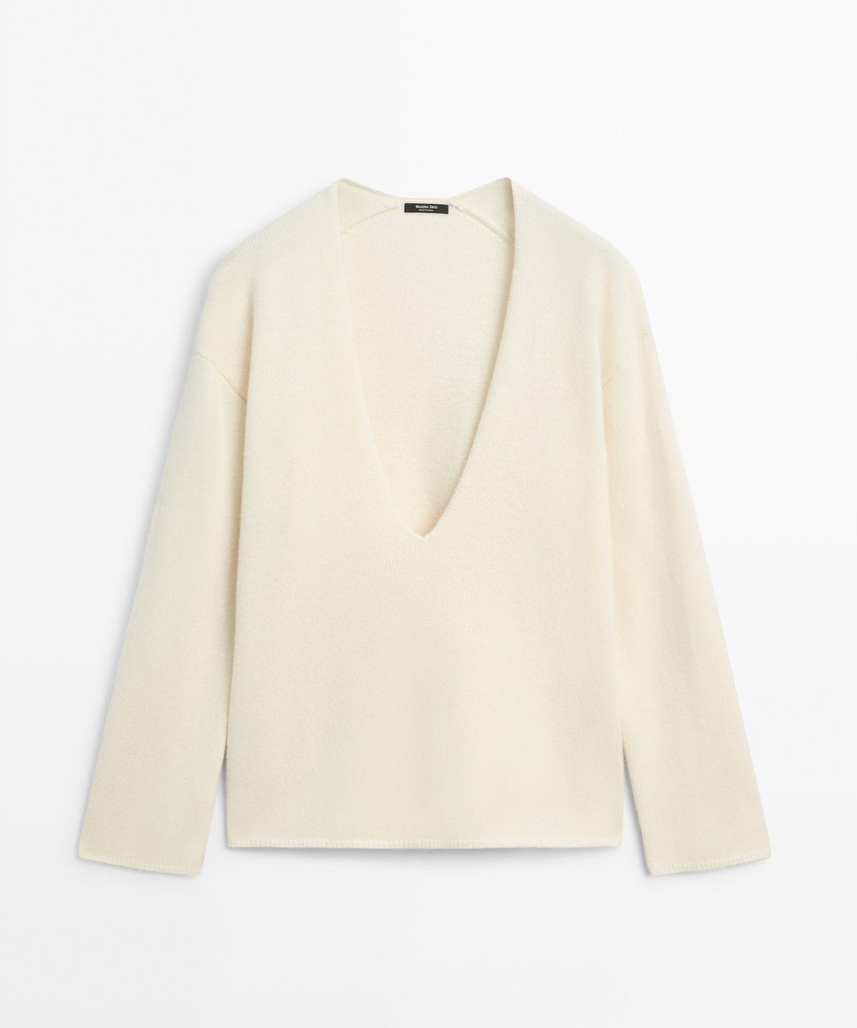 마시모두띠(MASSIMO DUTTI) 디테일 브이넥 롱 니트