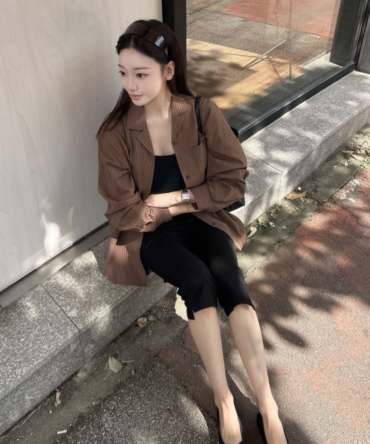 엽페(YUPPE) 투 포켓 버튼 셔츠_브라운