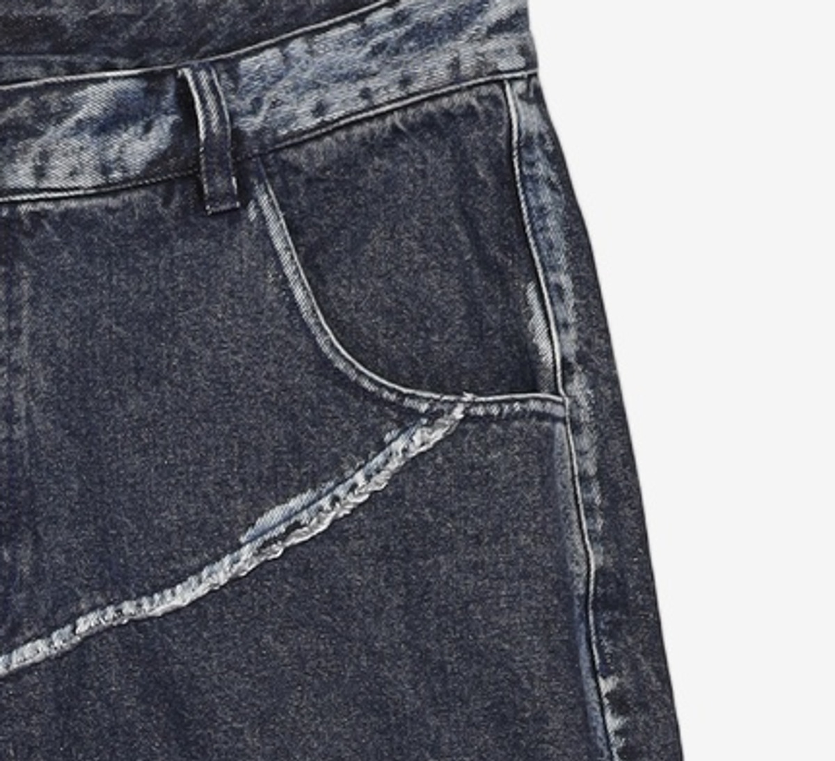 노매뉴얼(NOMANUAL) R.E TWO TONE DENIM PANTS - INDIGO L