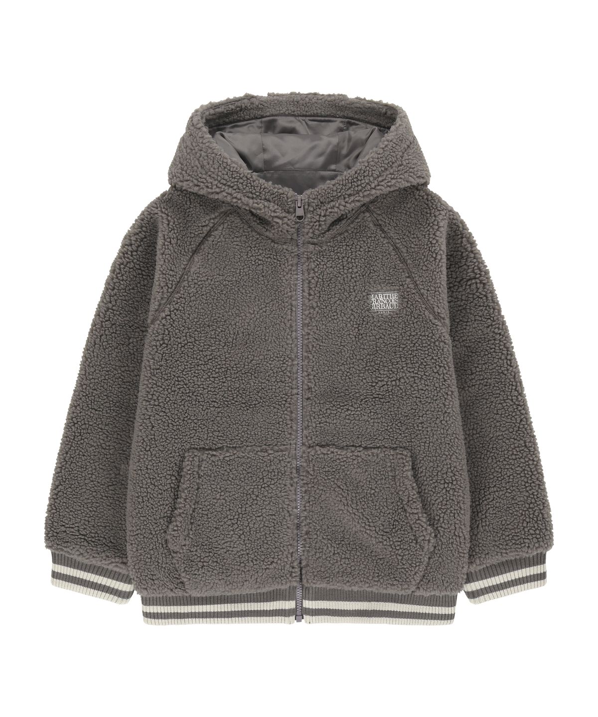 마리떼 키즈(MARITHÉ KIDS) KIDS CLASSIC LOGO HOODED FLEECE JACKET gray