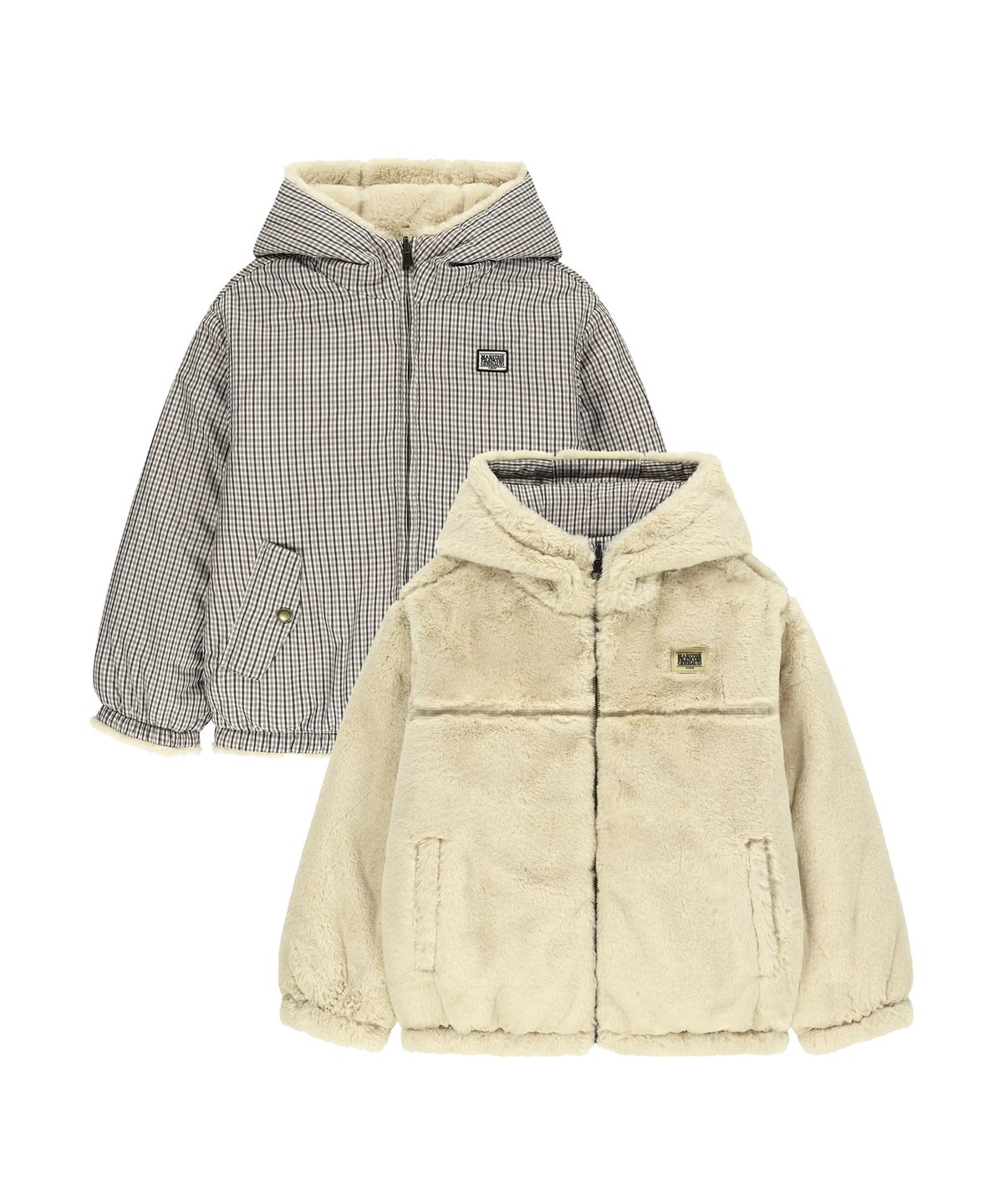 마리떼 키즈(MARITHÉ KIDS) KIDS CLASSIC LOGO REVERSIBLE FUR JACKET light beige