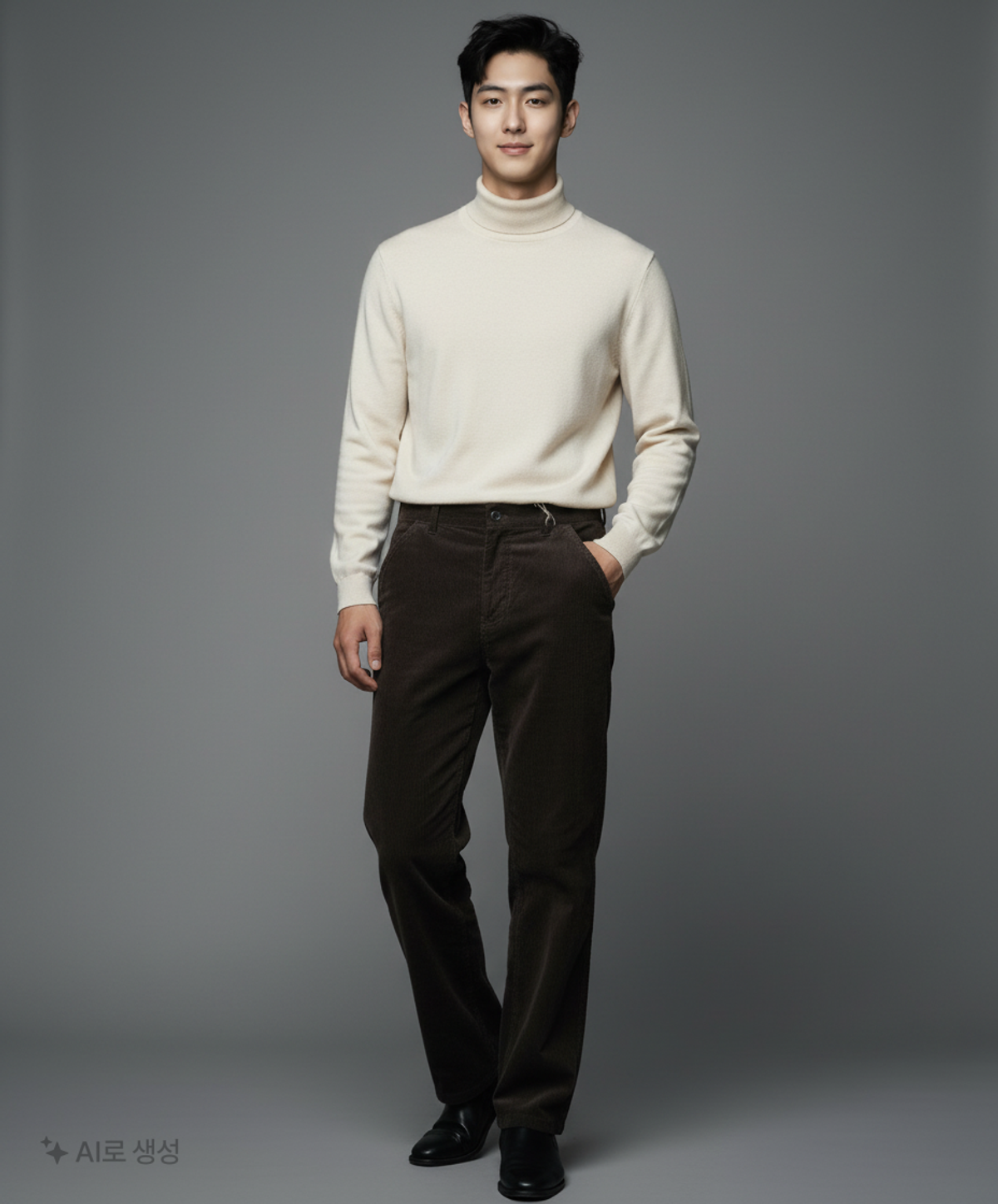 쿠어(COOR) 스트레이트레그 코듀로이 트라우저 (블랙) L