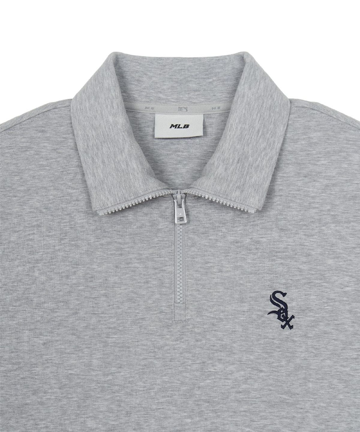 엠엘비(MLB) 베이직 스몰로고 반집업 맨투맨 CHW (Melange Grey)