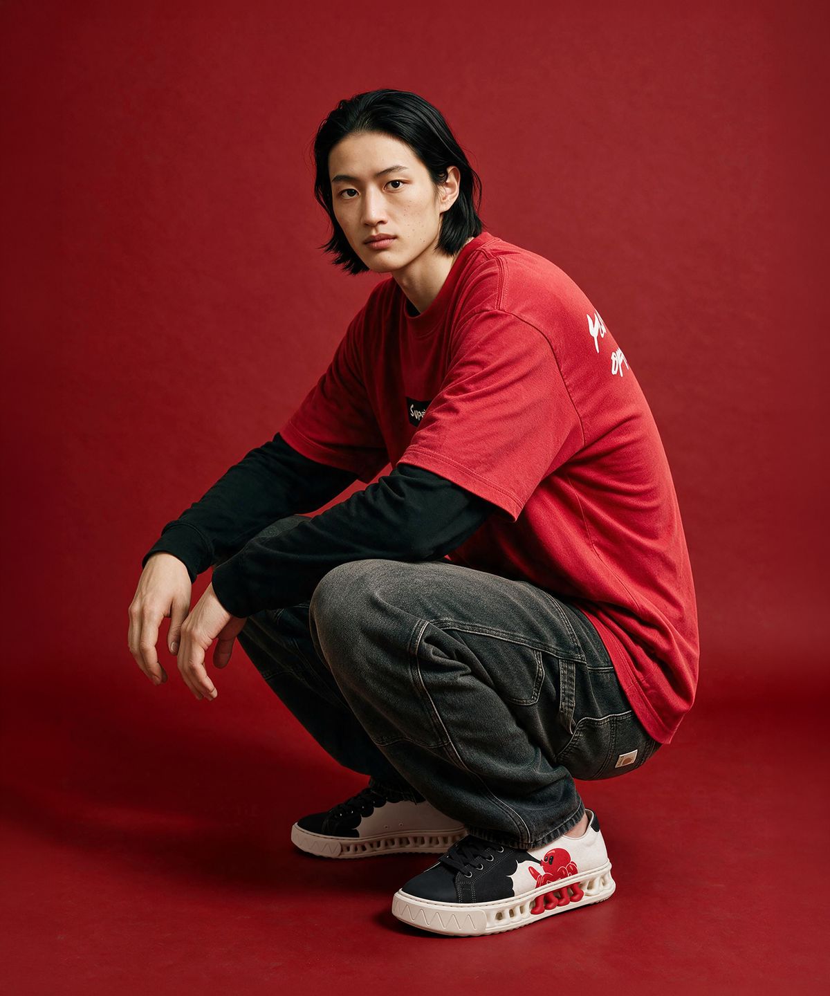 세븐에잇언더(78UNDER) A-2 GRAPHIC LOW TOP_OCTO RED