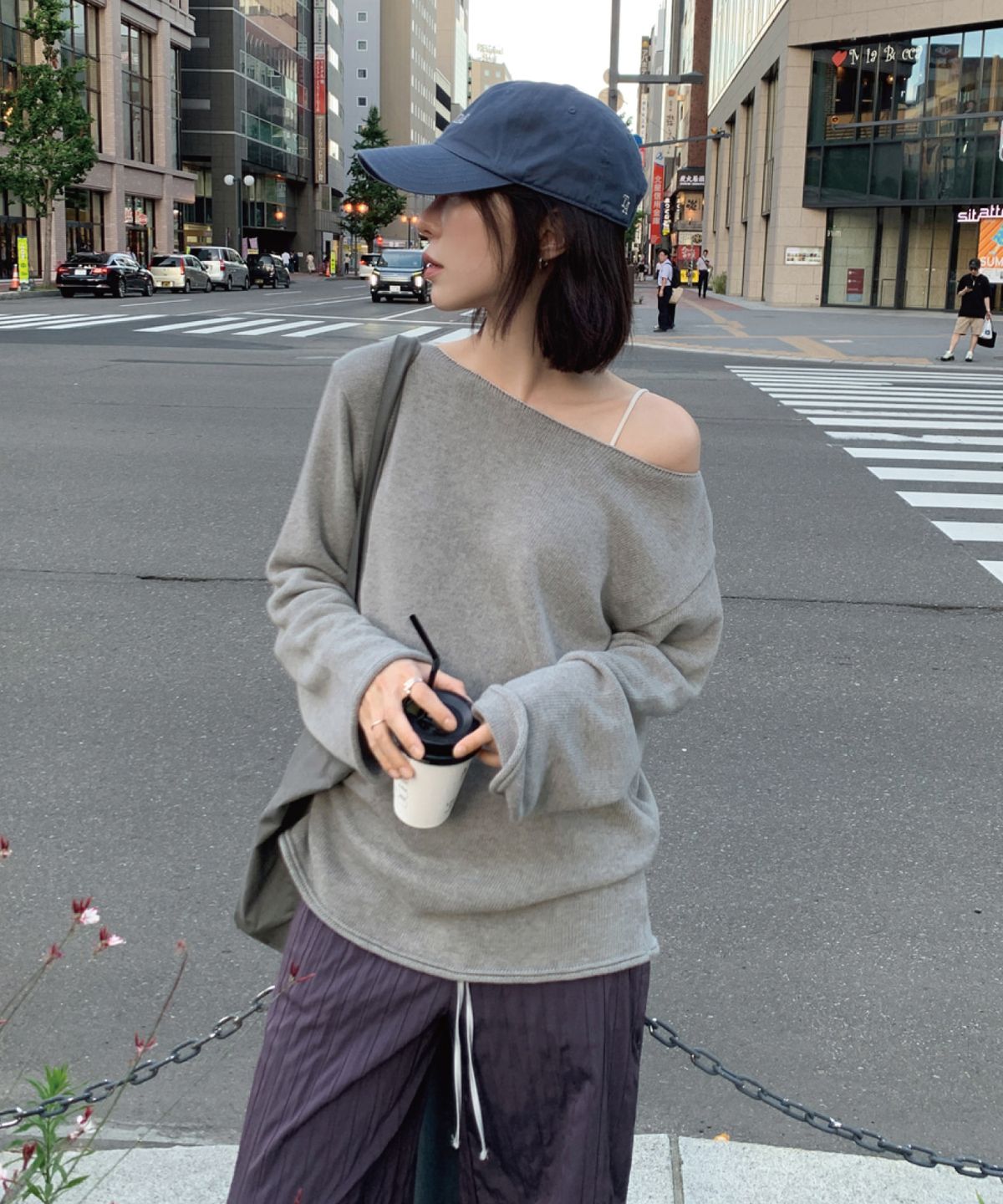토아베(TOAVE) Drop Loose Fit Pullover Knit (Melange gray)