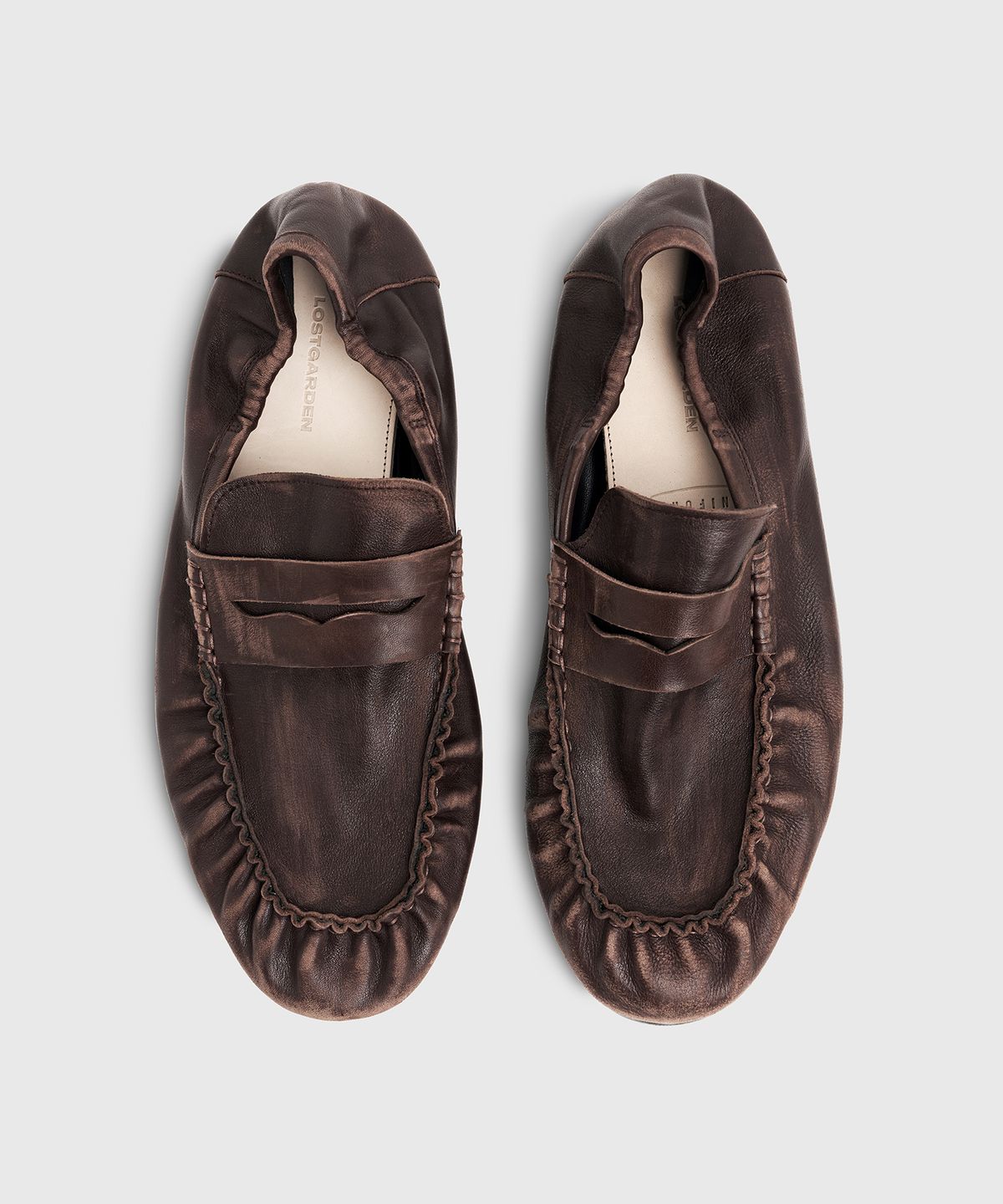 로스트가든(LOSTGARDEN) UNIFORM Pleats Banding Loafer Dark Brown VTG