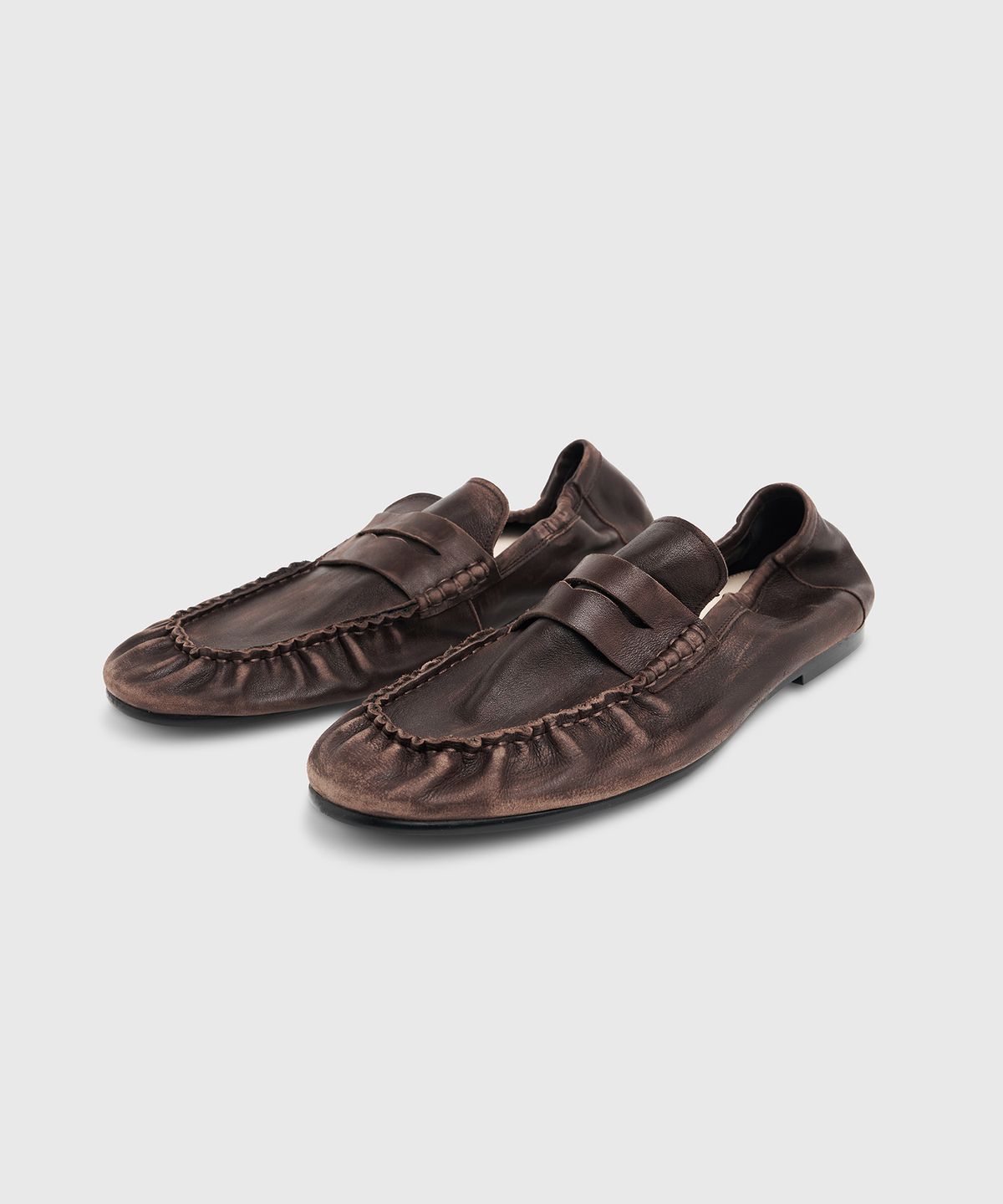 로스트가든(LOSTGARDEN) UNIFORM Pleats Banding Loafer Dark Brown VTG