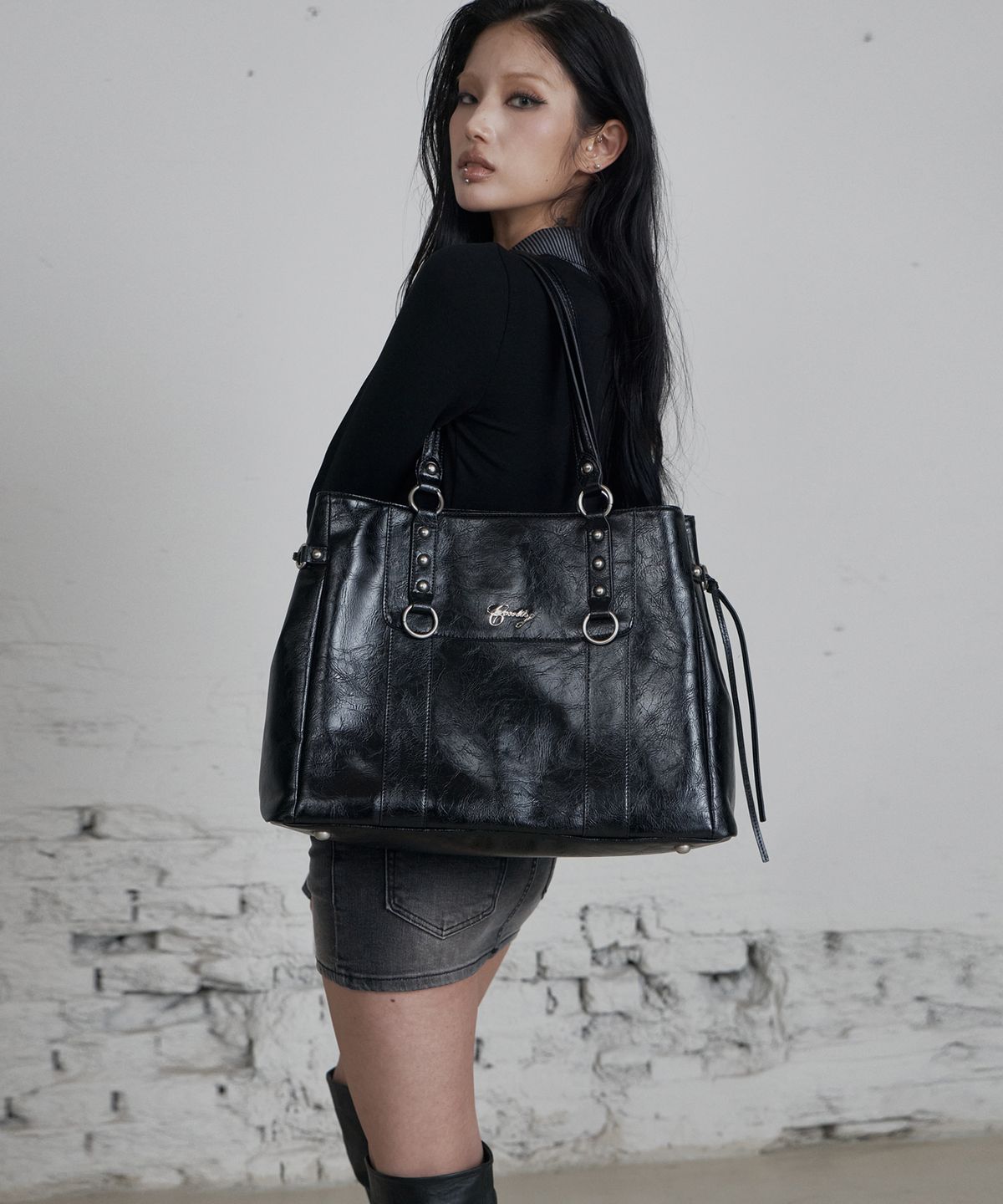 큐리티(CURETTY) C BIG VINTAGE SHOPPER BAG_BLACK