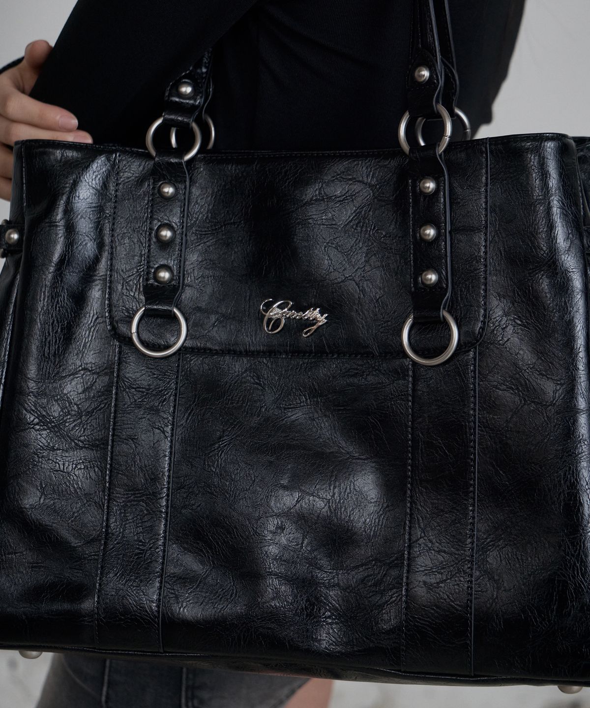 큐리티(CURETTY) C BIG VINTAGE SHOPPER BAG_BLACK