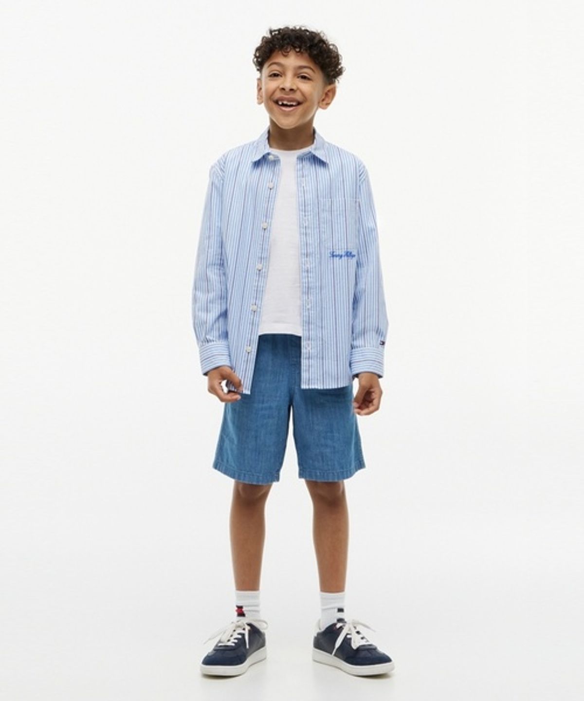 타미힐피거 키즈(TOMMY HILFIGER KIDS) 포플린 그래픽 스트라이프 셔츠