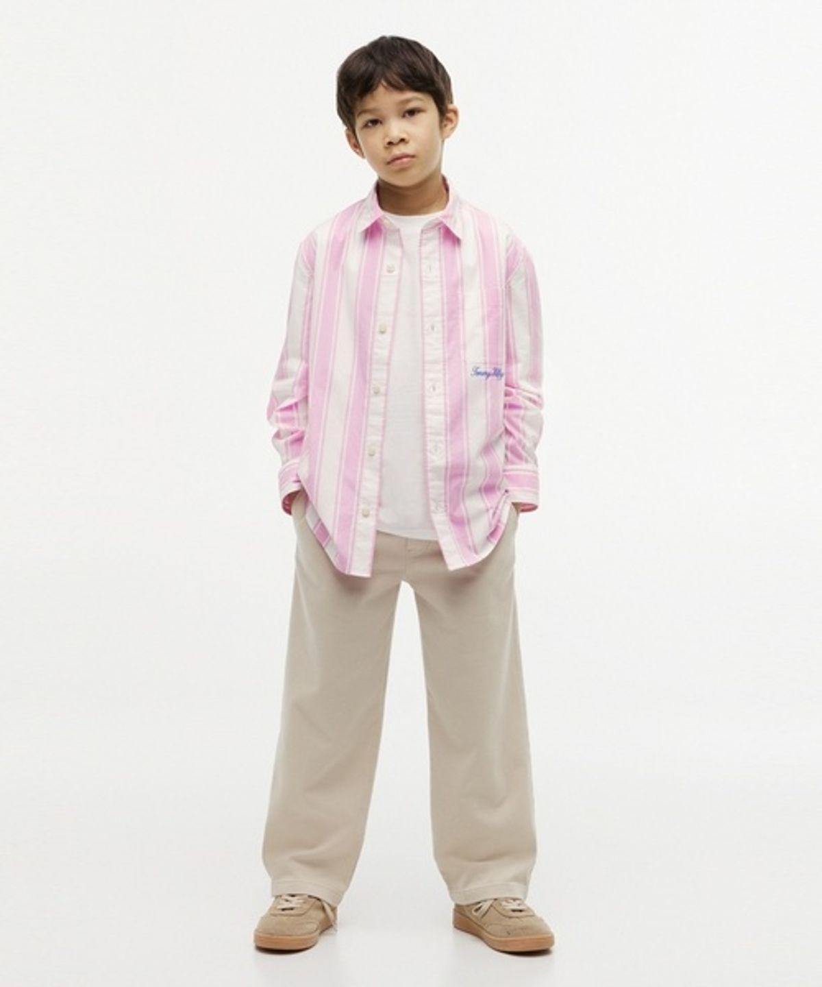 타미힐피거 키즈(TOMMY HILFIGER KIDS) 포플린 그래픽 스트라이프 셔츠