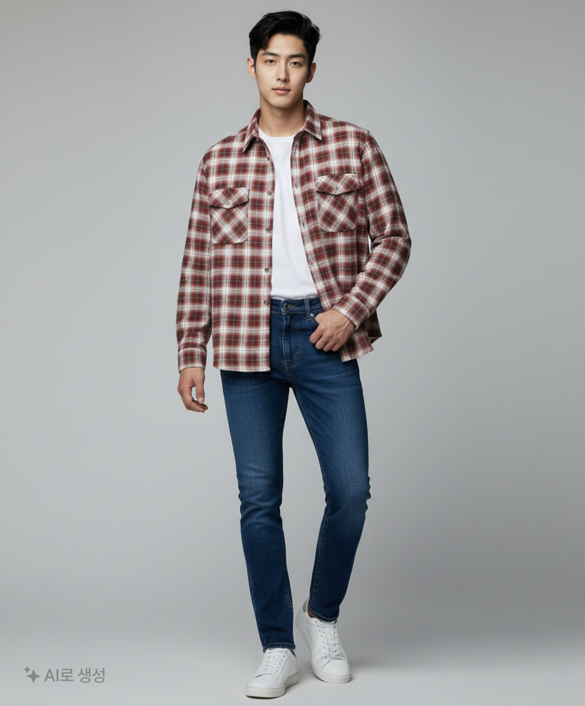 일꼬르소(IL CORSO) 옴브레 체크 셔츠 다크와인 IESH3F102D3 L
