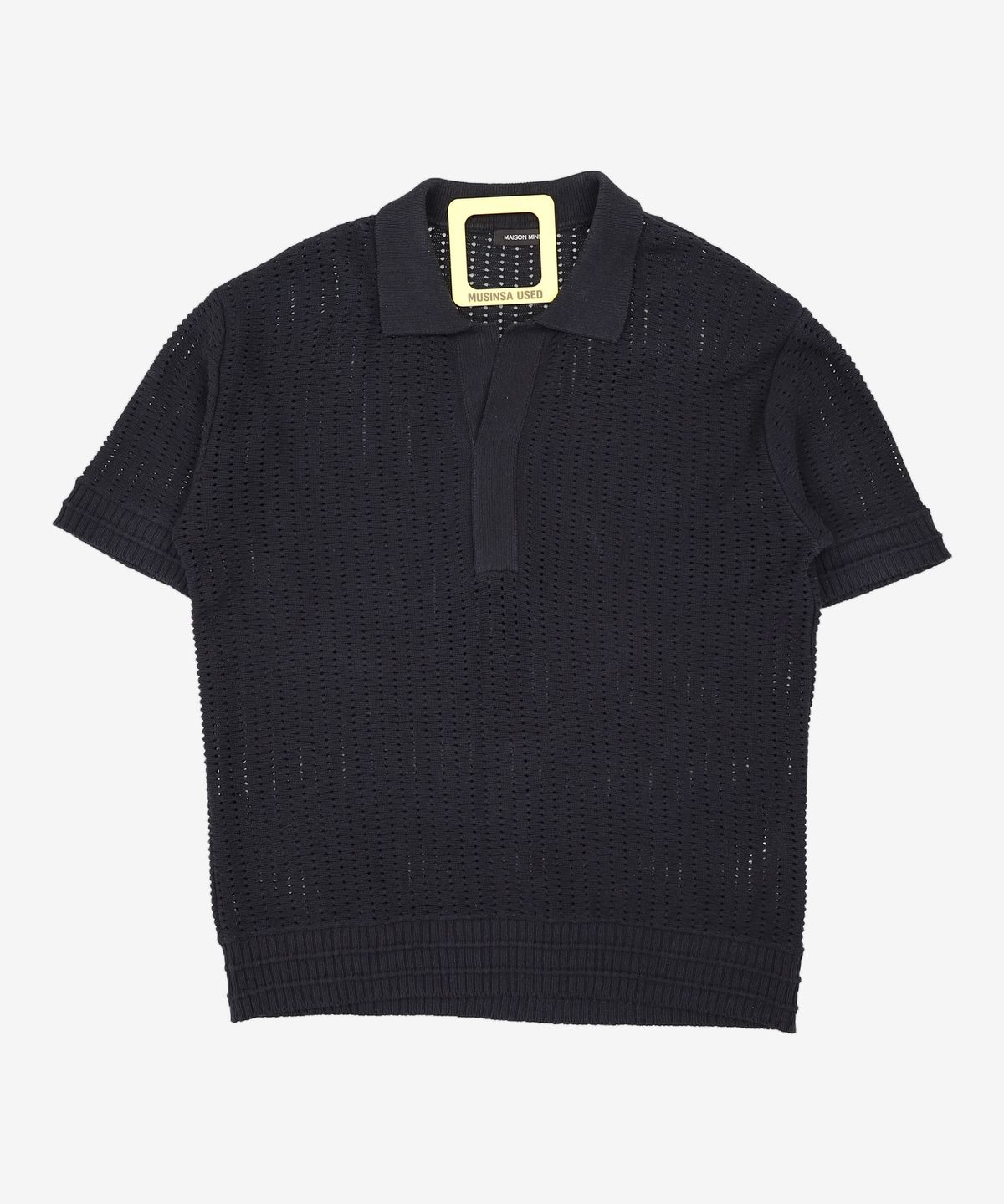 메종미네드(MAISON MINED) SAINT BLACK KNIT HALF SHIRTS L