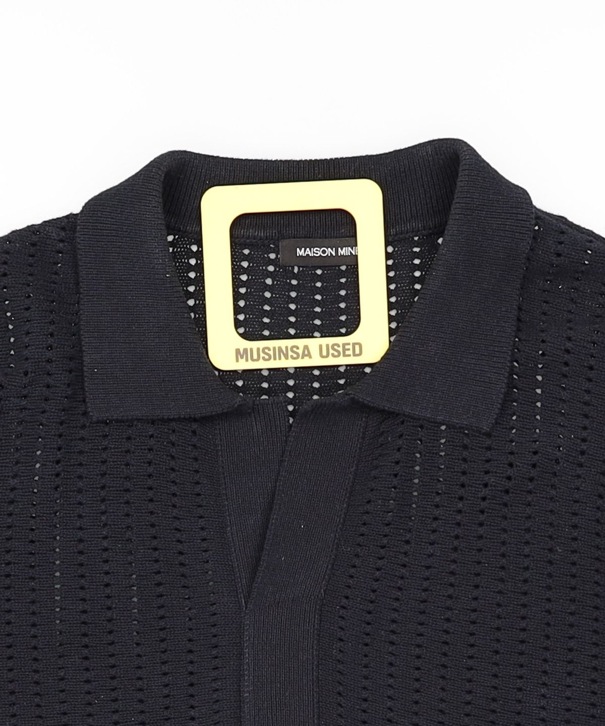 메종미네드(MAISON MINED) SAINT BLACK KNIT HALF SHIRTS L