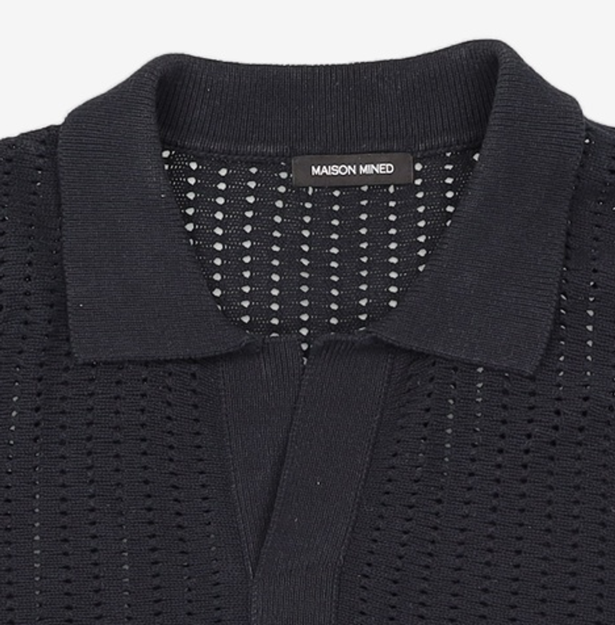 메종미네드(MAISON MINED) SAINT BLACK KNIT HALF SHIRTS L