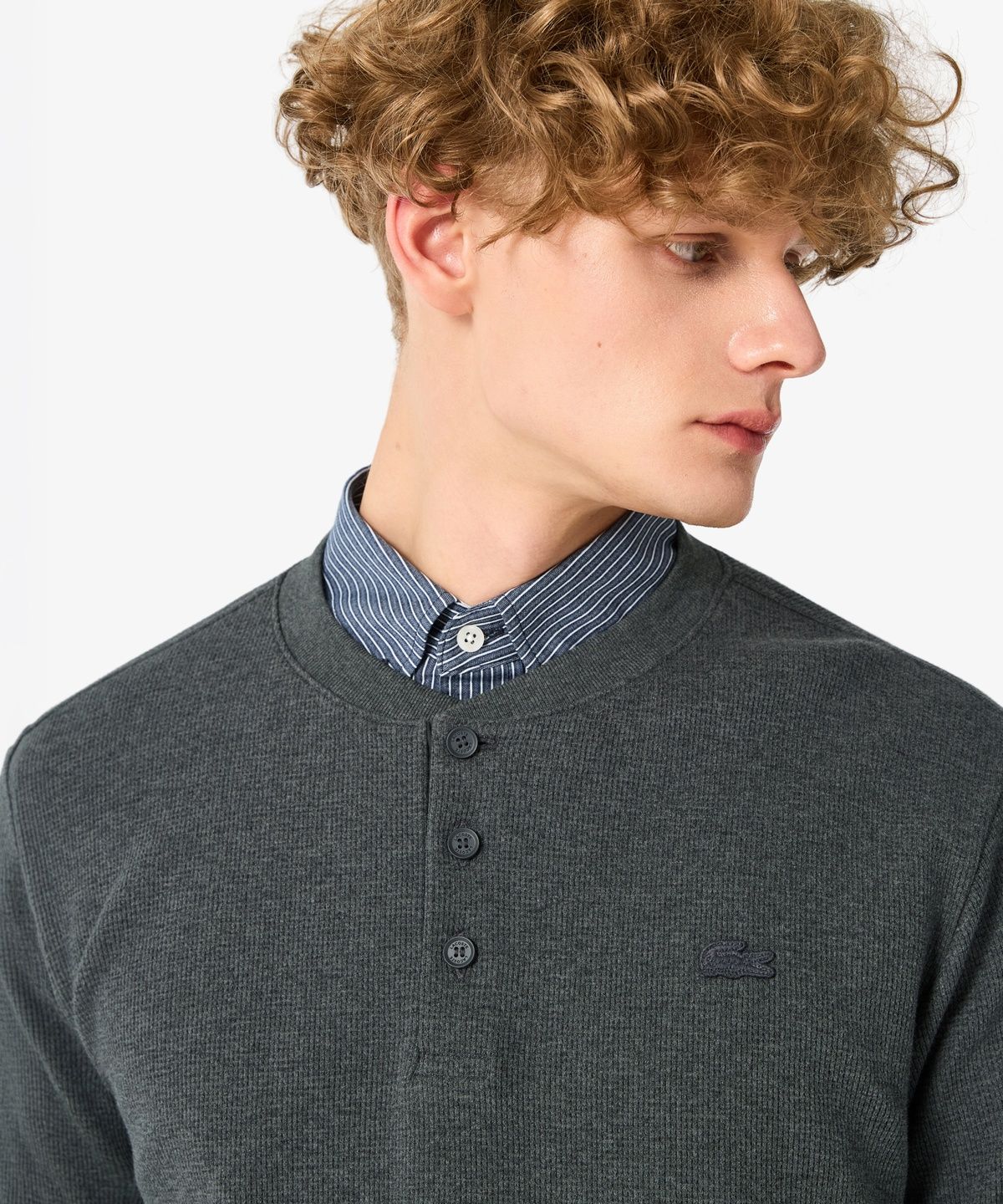 라코스테(LACOSTE) 남성 와플 헨리넥 긴팔 티셔츠 TH093E-56N UWC