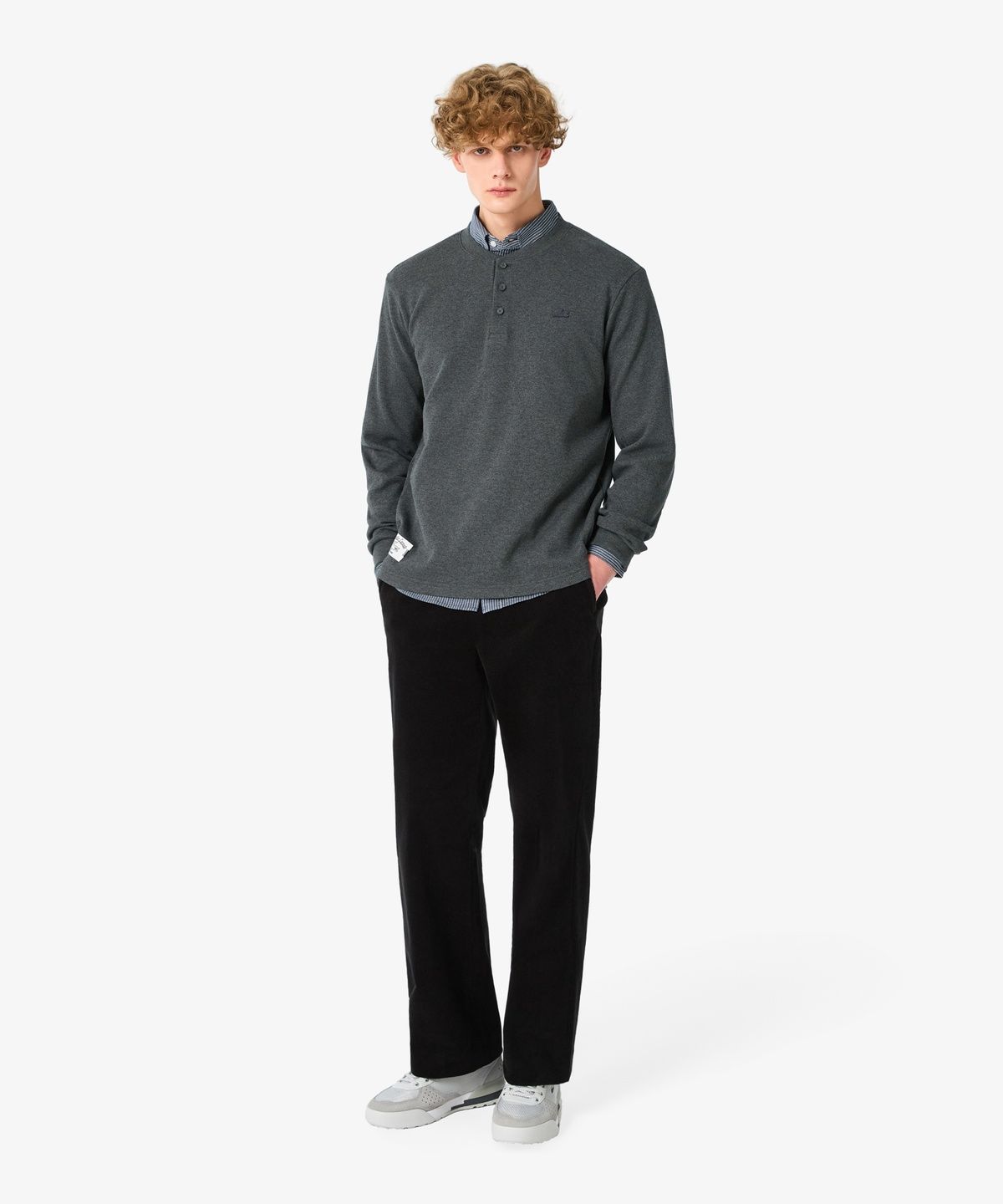 라코스테(LACOSTE) 남성 와플 헨리넥 긴팔 티셔츠 TH093E-56N UWC
