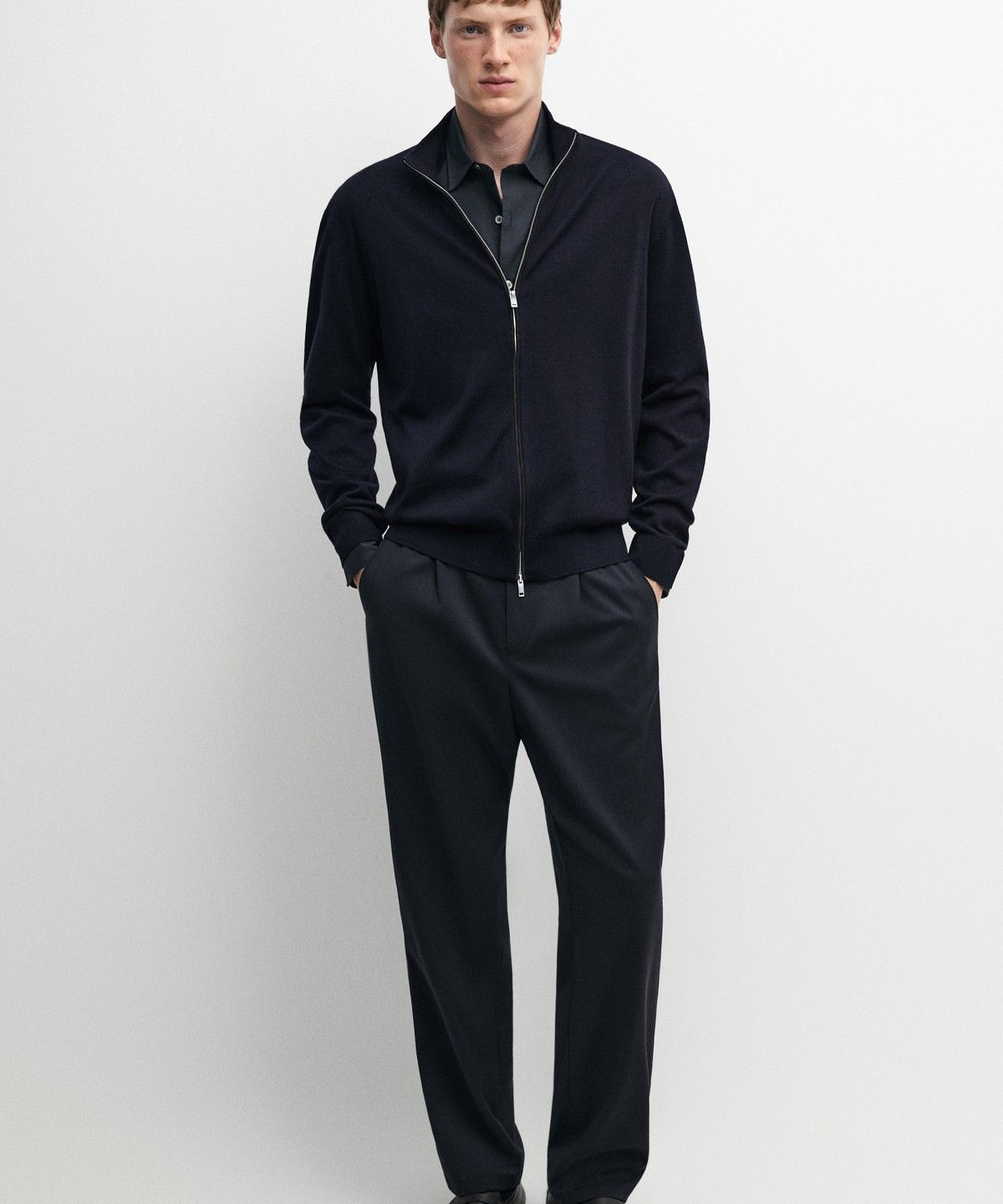마시모두띠(MASSIMO DUTTI) 메리노 울 블렌드 집업 니트 가디건