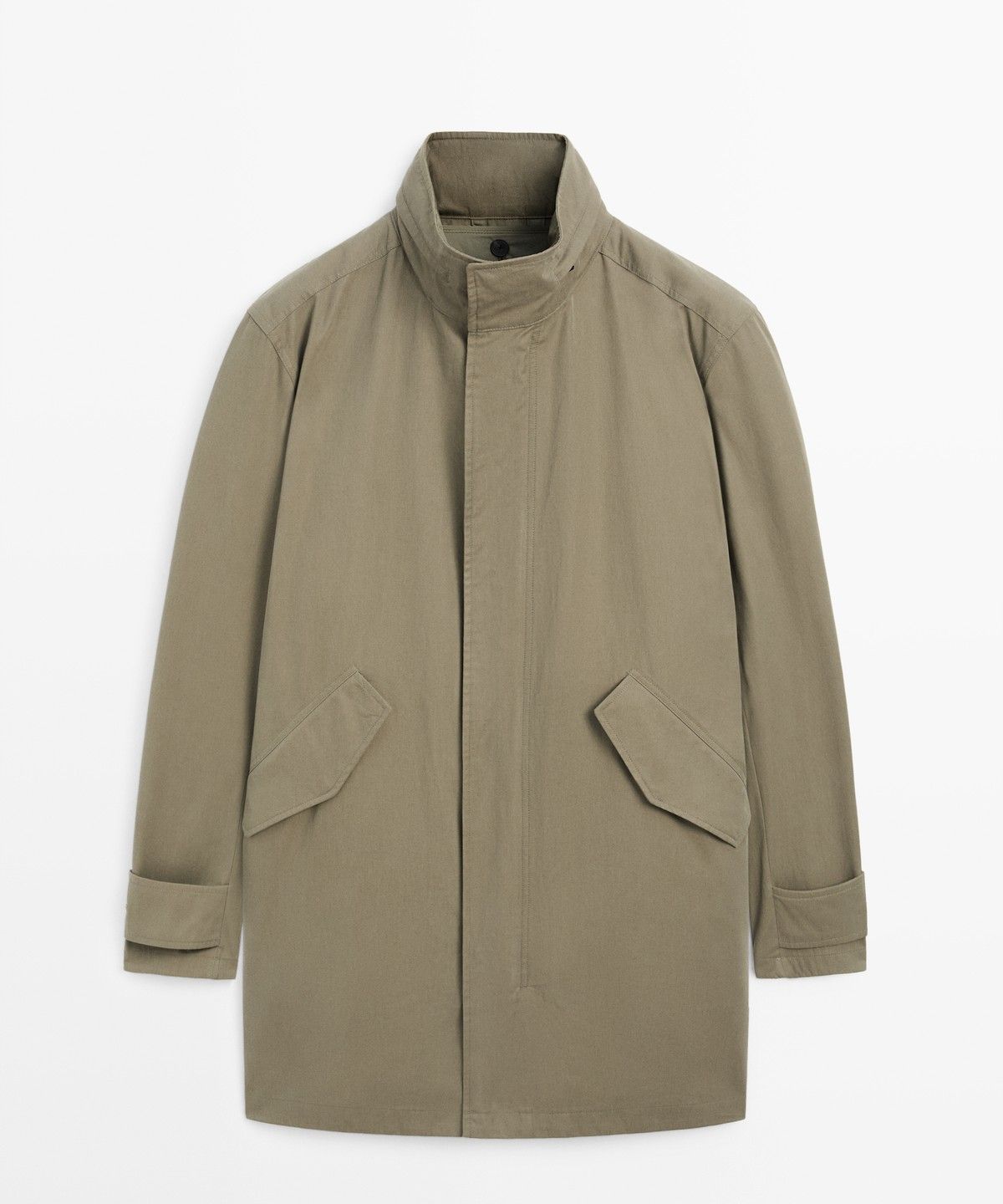 마시모두띠(MASSIMO DUTTI) 100% 코튼 터틀넥 롱 파카