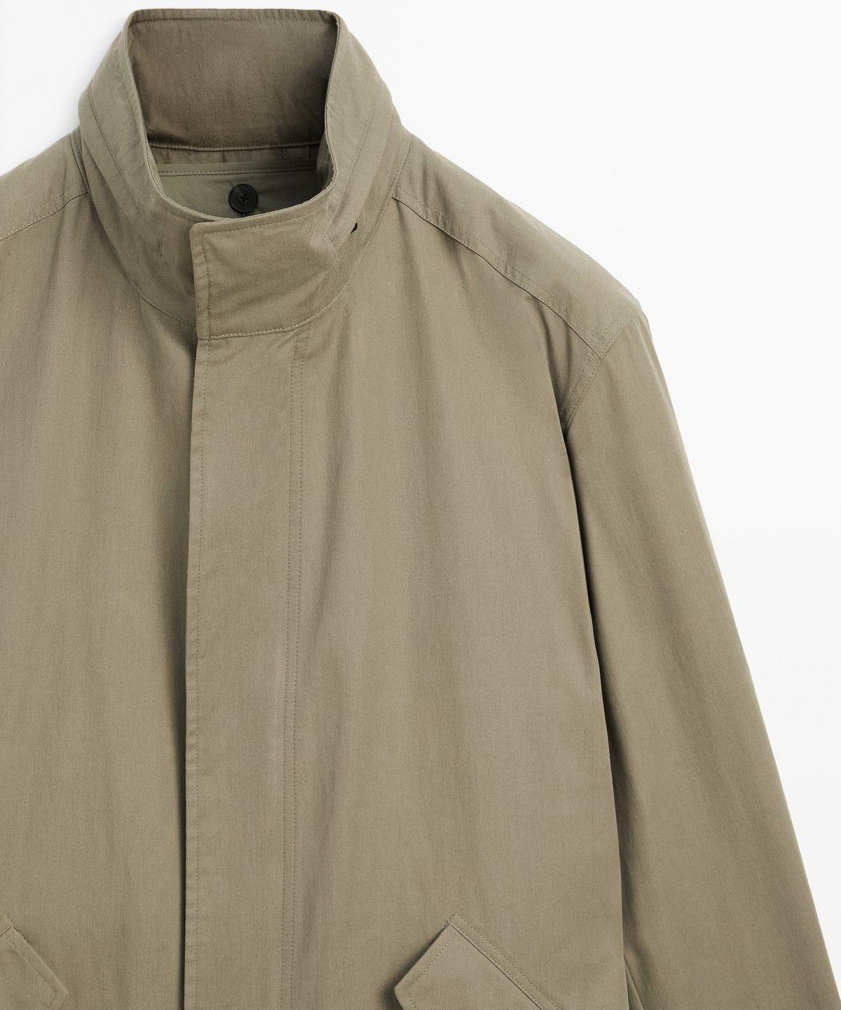 마시모두띠(MASSIMO DUTTI) 100% 코튼 터틀넥 롱 파카