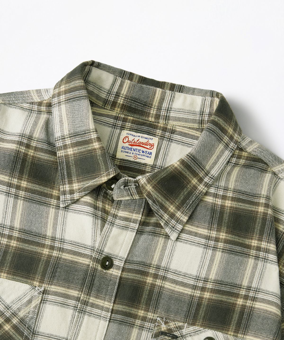 아웃스탠딩(OUTSTANDING) VINTAGE CHECK WORK SHIRT_GREEN CHECK