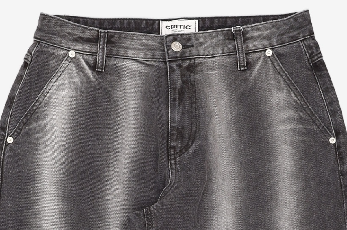 크리틱(CRITIC) Stripe Washing Denim Pants Black M